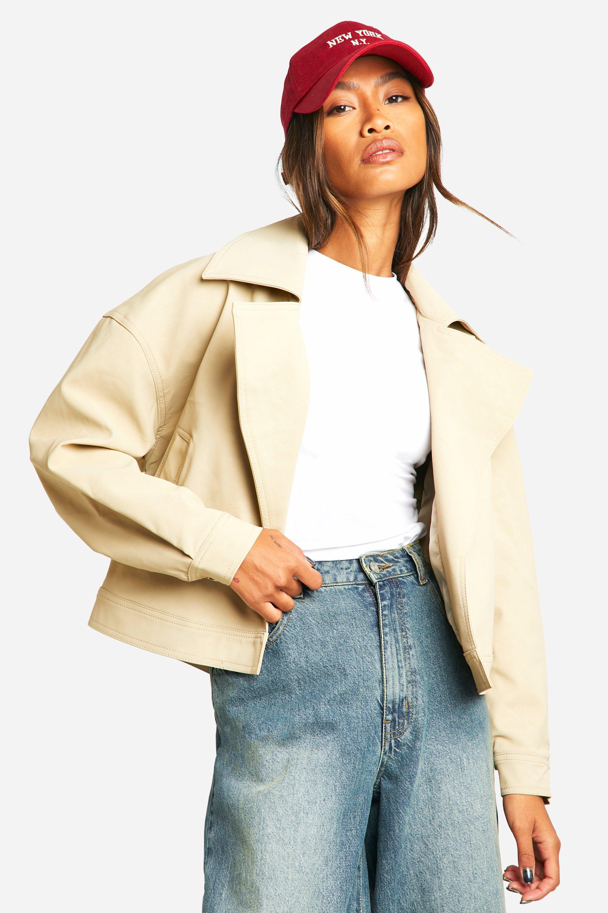 Boohoo Korte Nepleren Jas, Stone
