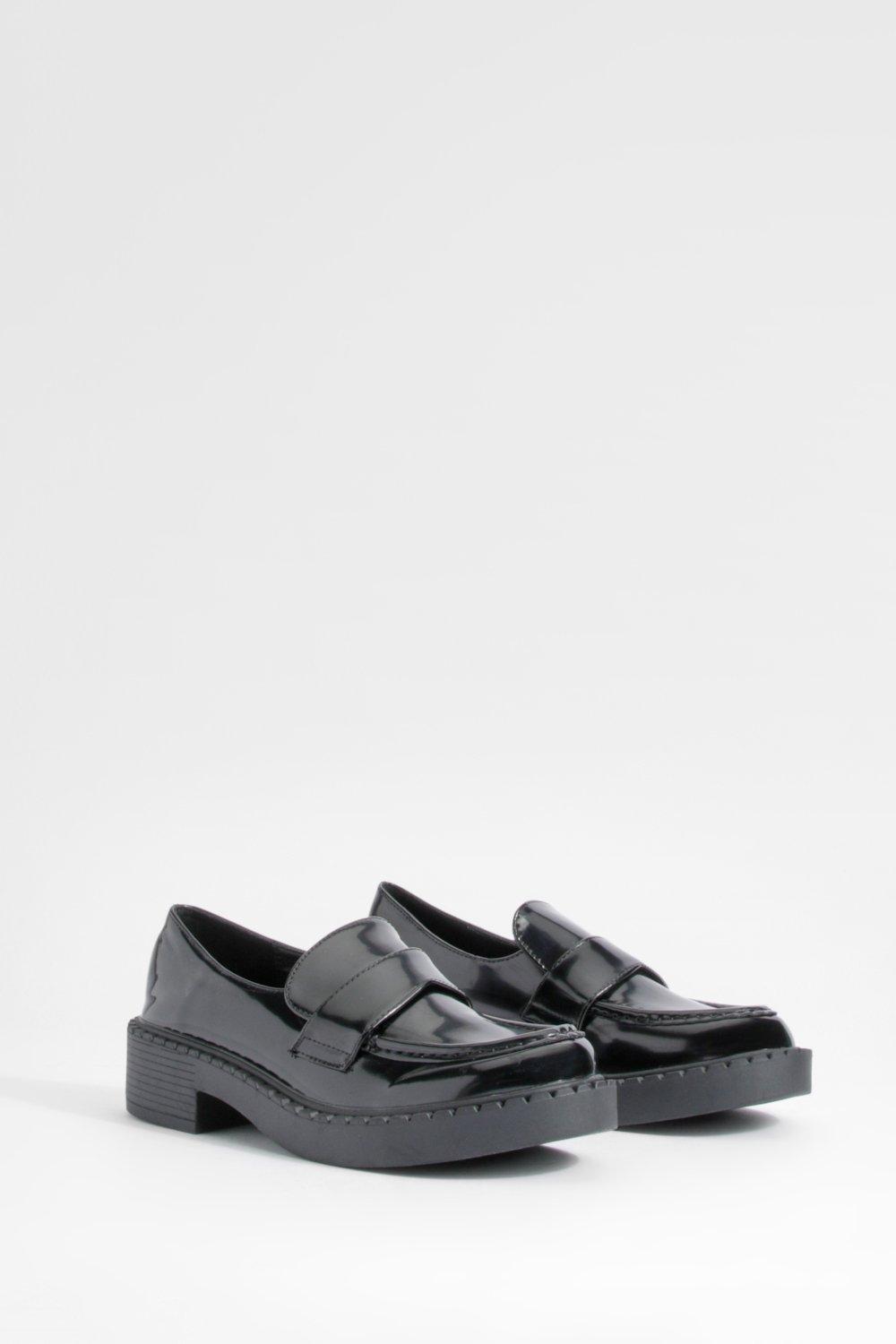 Boohoo Dikke Nepleren Loafers, Black