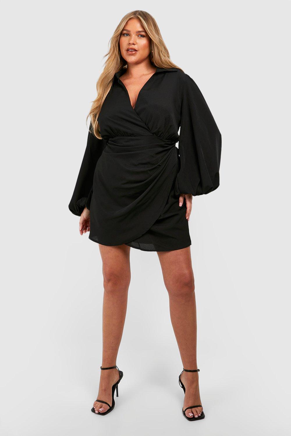 Image of Vestito scaldacuore Plus Size con maniche a campana, Nero