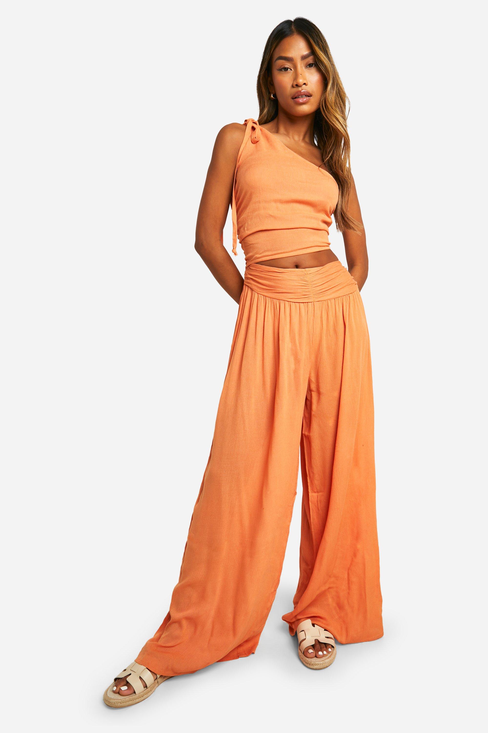 Boohoo Cheesecloth One Shoulder Cut Out Maxi Dress, Terracotta