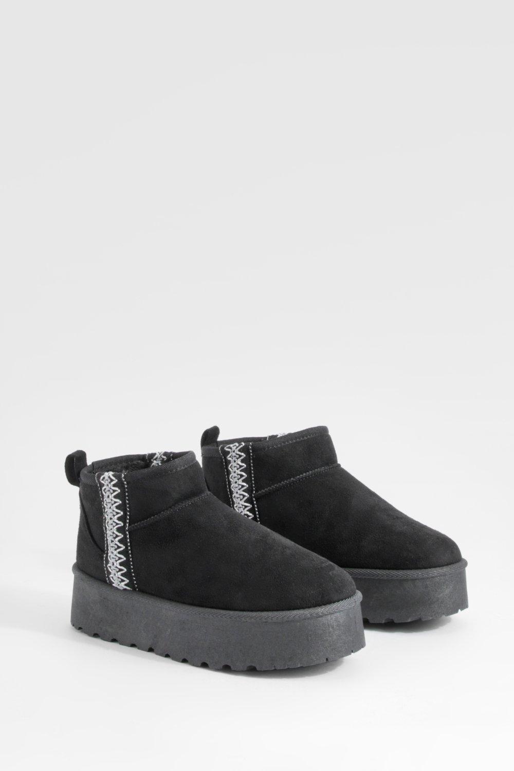 Image of Ultra Mini Embroidered Platform Cosy Boots, Nero
