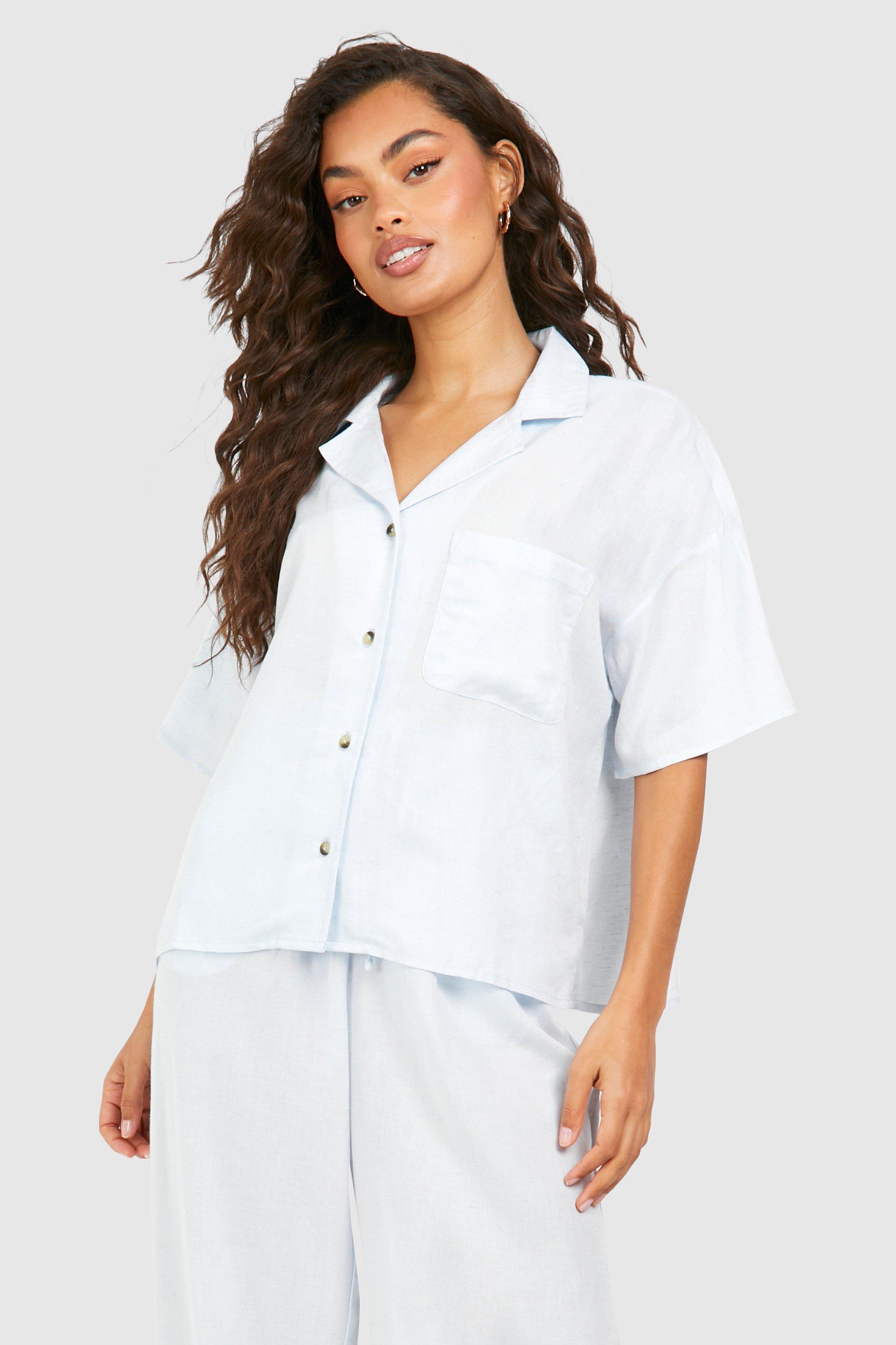 Image of        Linen Button Up Shirt, Azzurro