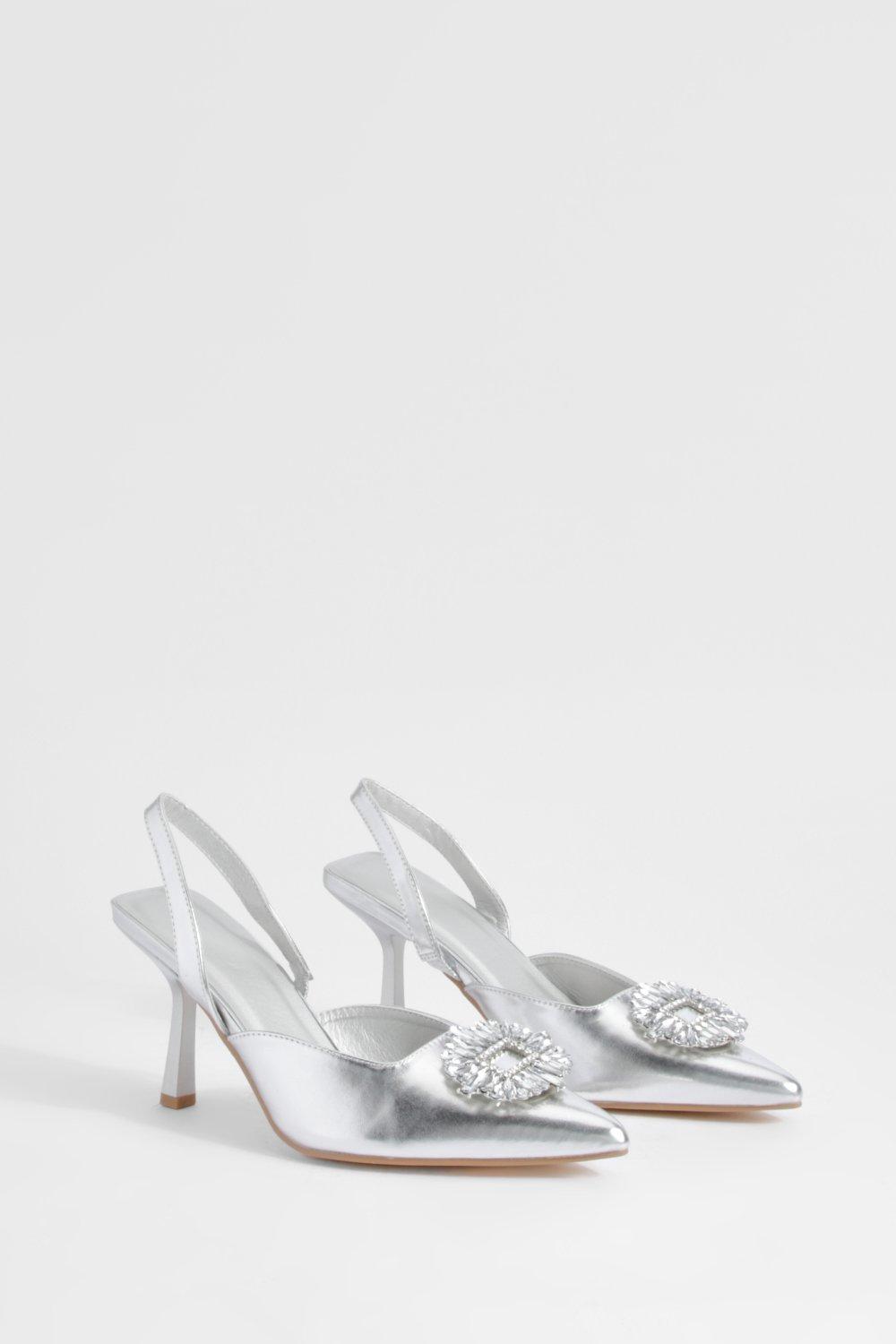 Image of Embellished Court Shoes, Grigio