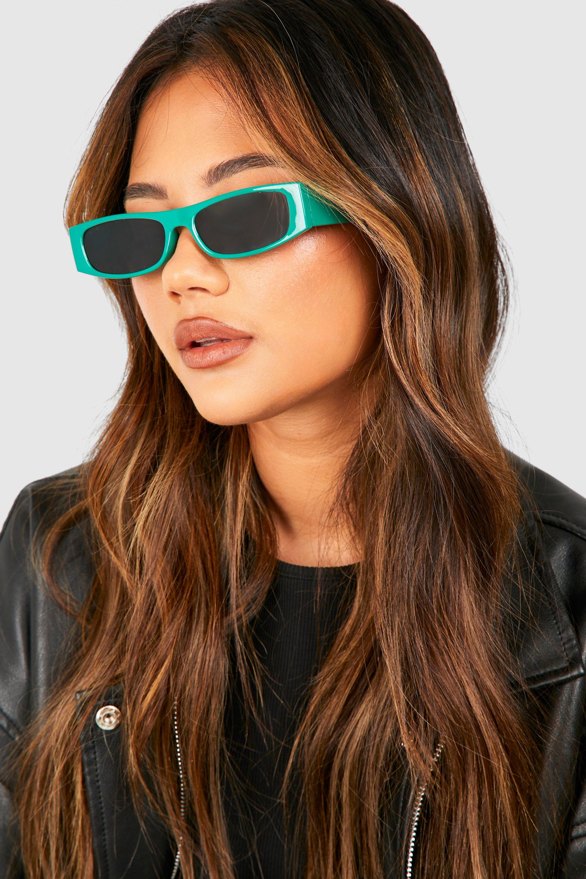 Image of Rectangle Green Tinted Sunglasses, Verde