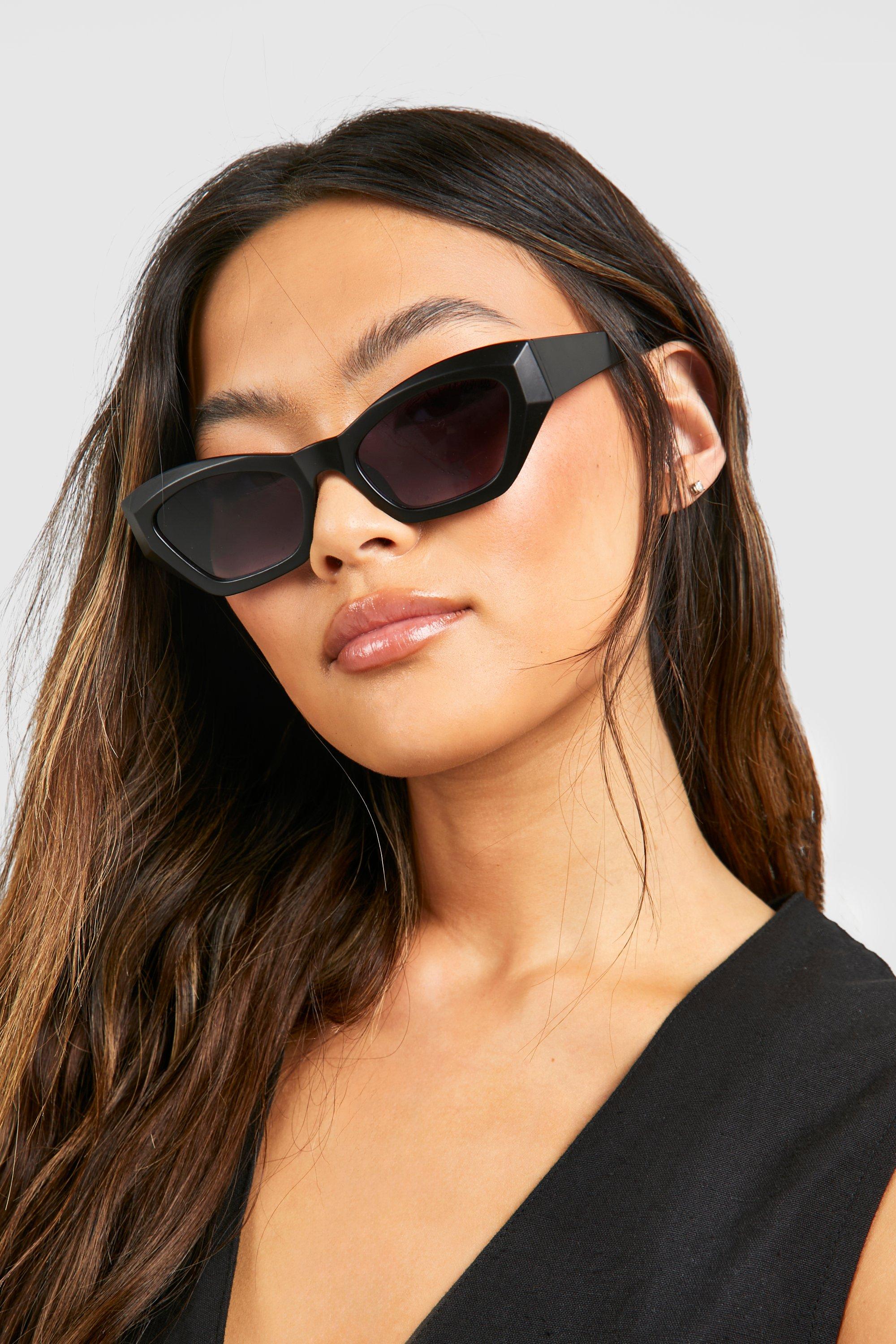 Womens Hexagon Angled Sunglasses - Black - One Size, Black