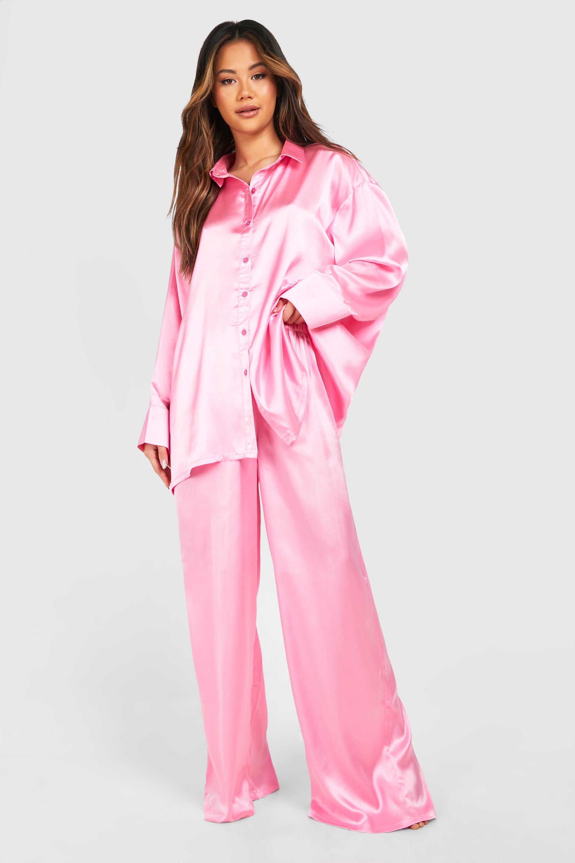 Womens Pink Oversized Pyjama Set - 6, Pink