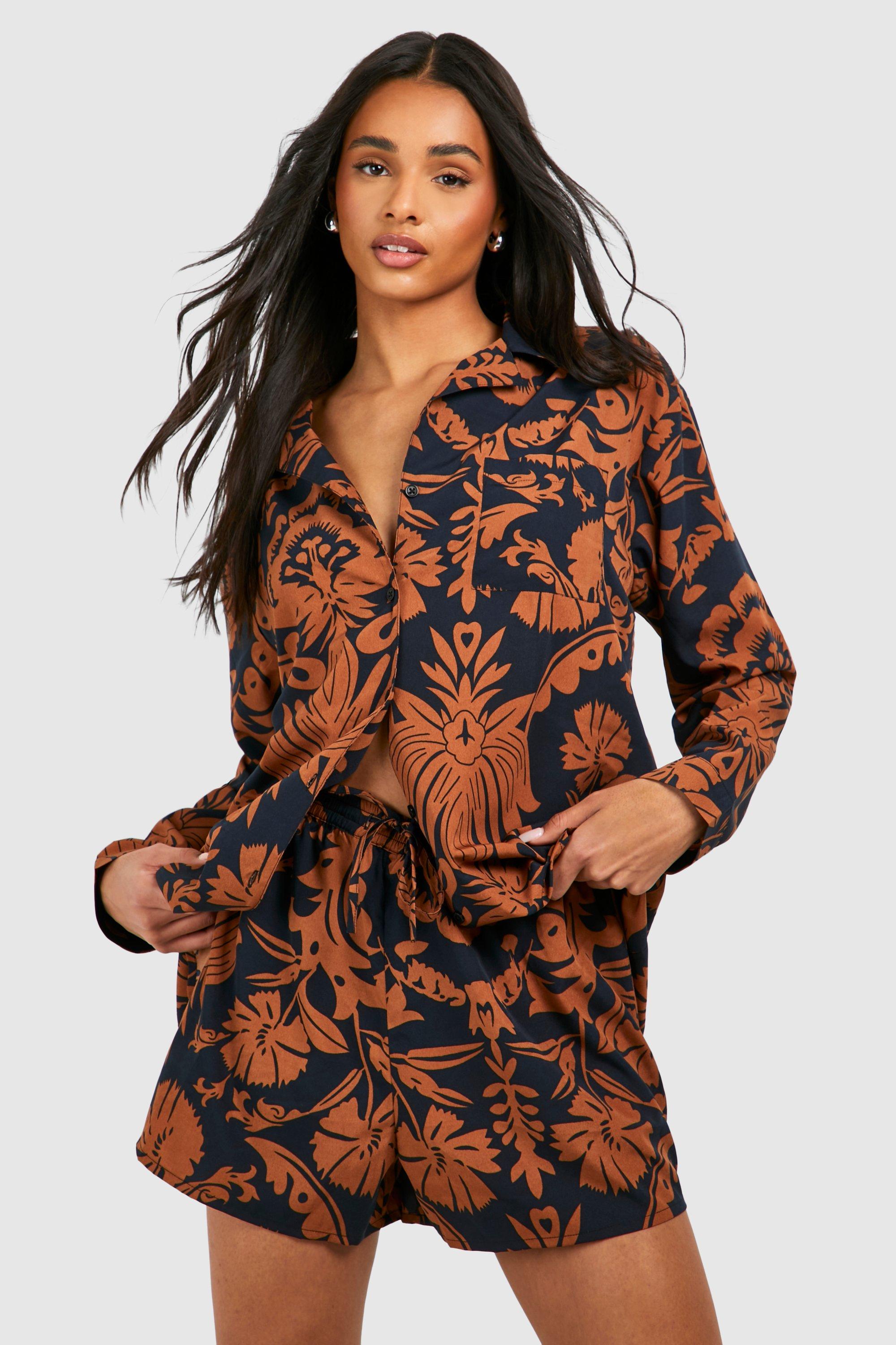 Image of Tall Long Sleeve Shirt And Shorts Co-ord, Nero