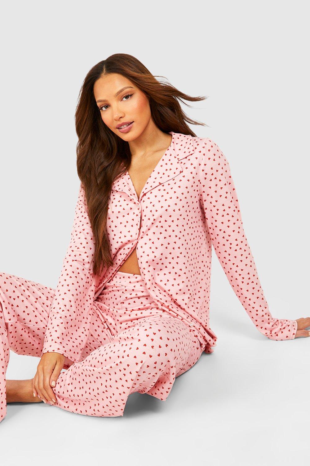 Image of Tall Valentines Shirt And Trouser Pj Set, Pink