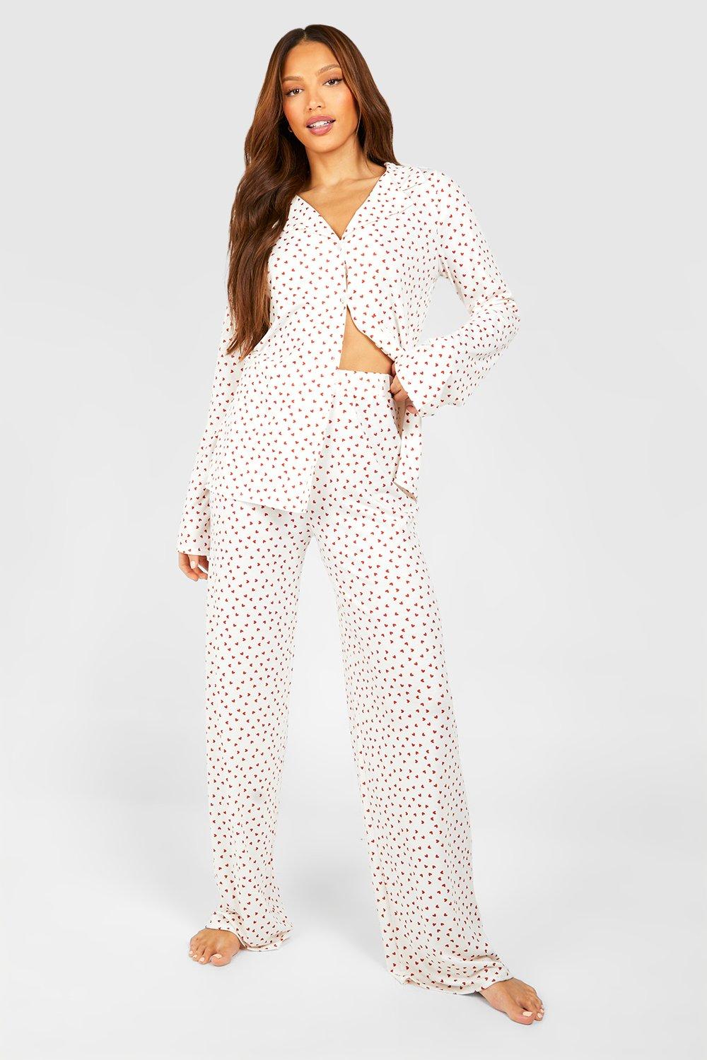 Image of Tall Valentines Shirt And Trouser Pj Set, Rosso