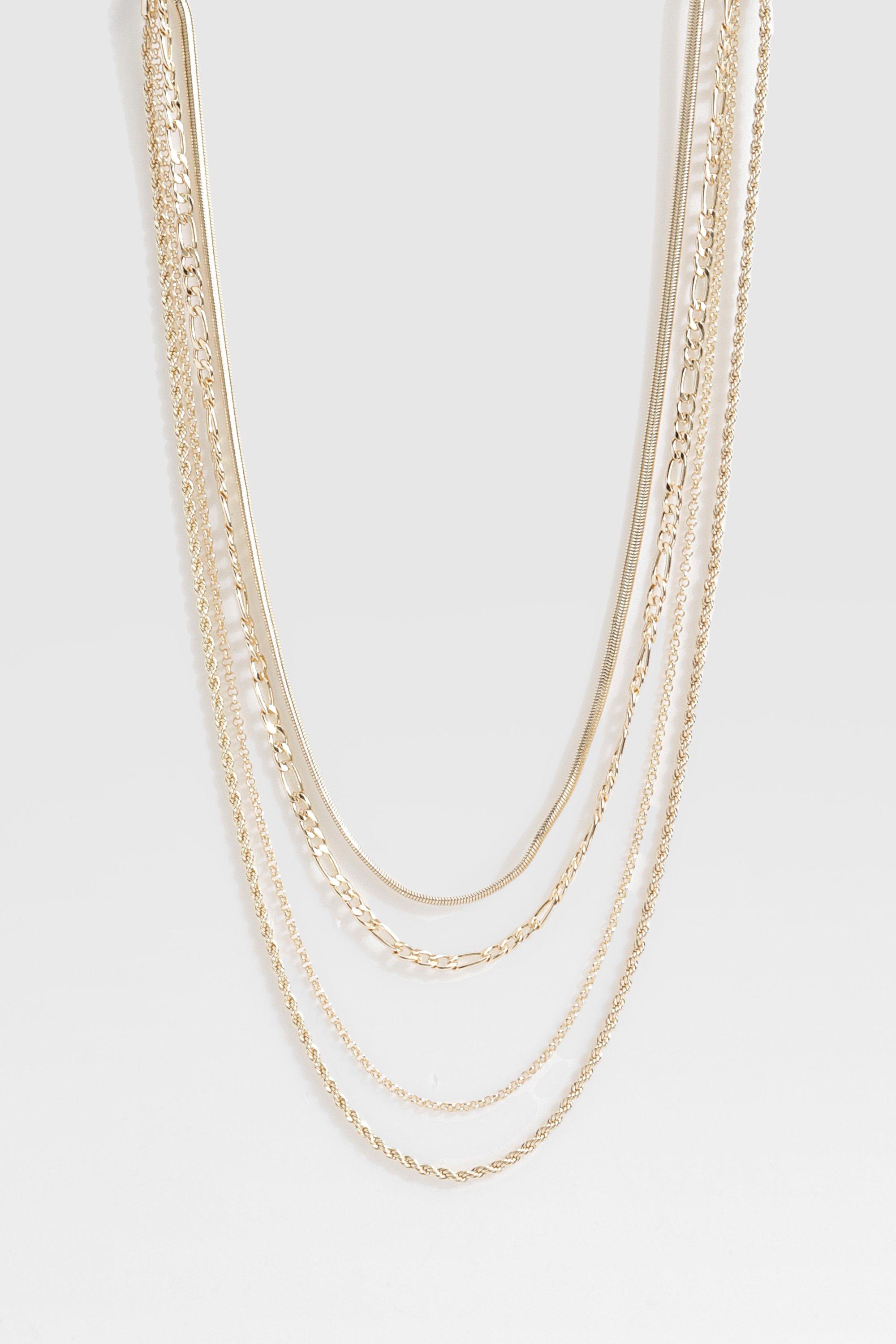 Image of Layered Snake Chain Necklaces, Metallics