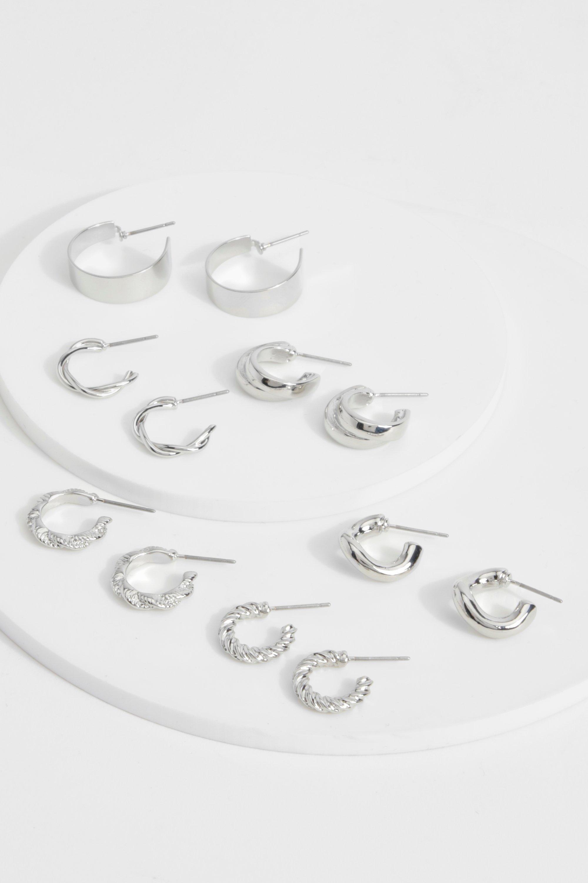 Image of Silver 6 Pack Hoop Earrings, Grigio