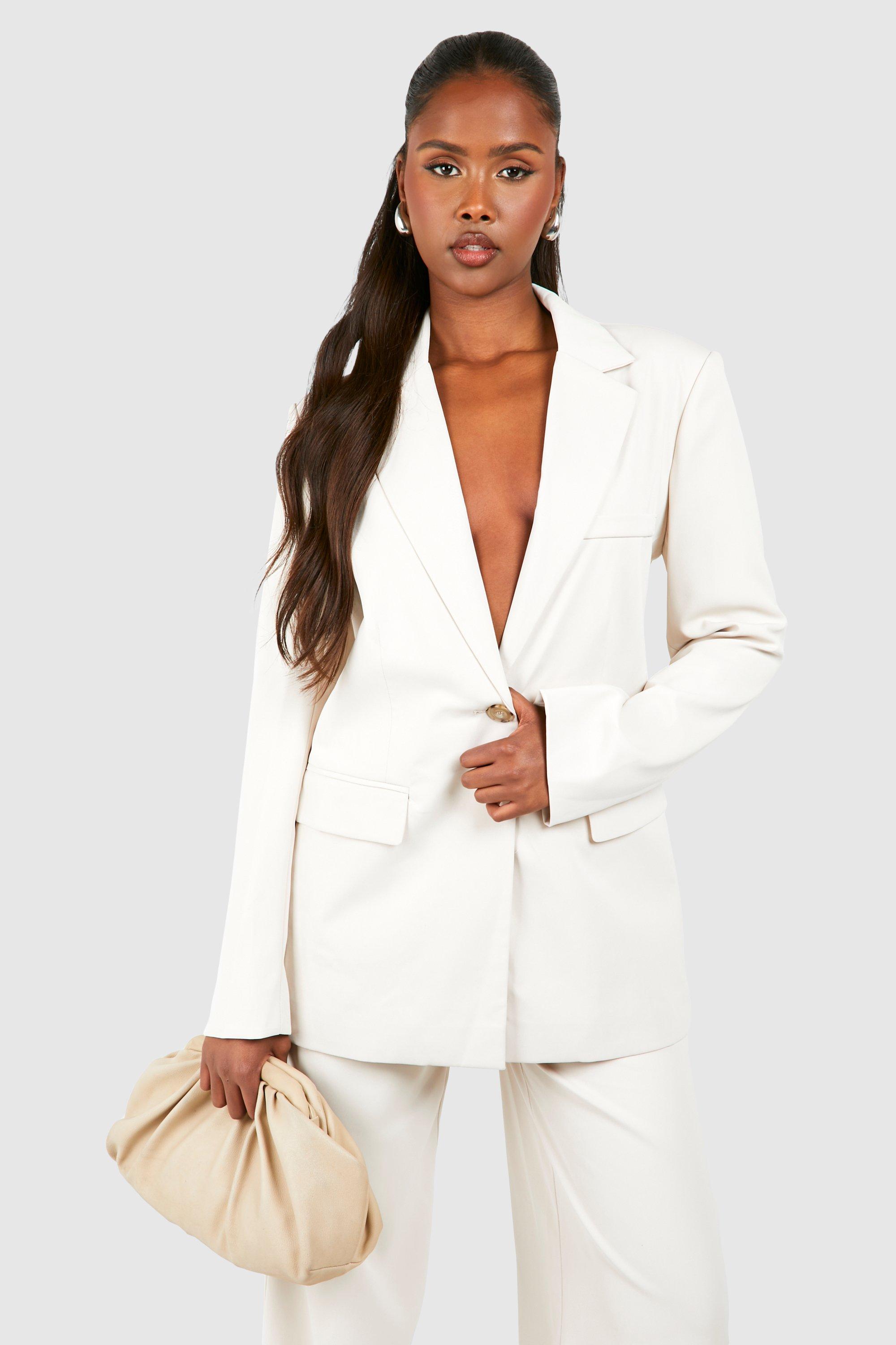 Boohoo Baggy Blazer Met Nephoornen Knopen, Stone