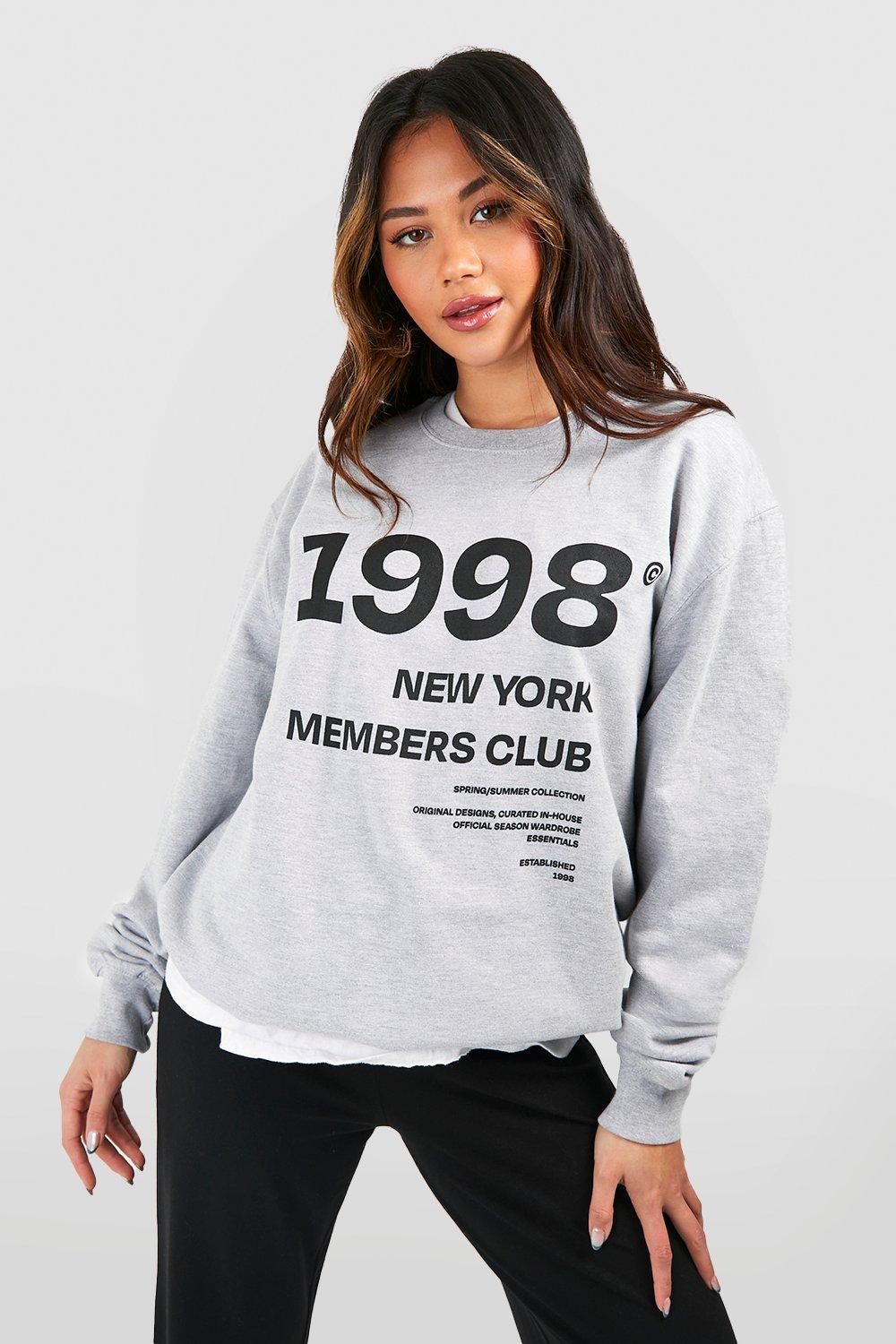 Image of New York Members Club Slogan Oversized Sweatshirt, Grigio