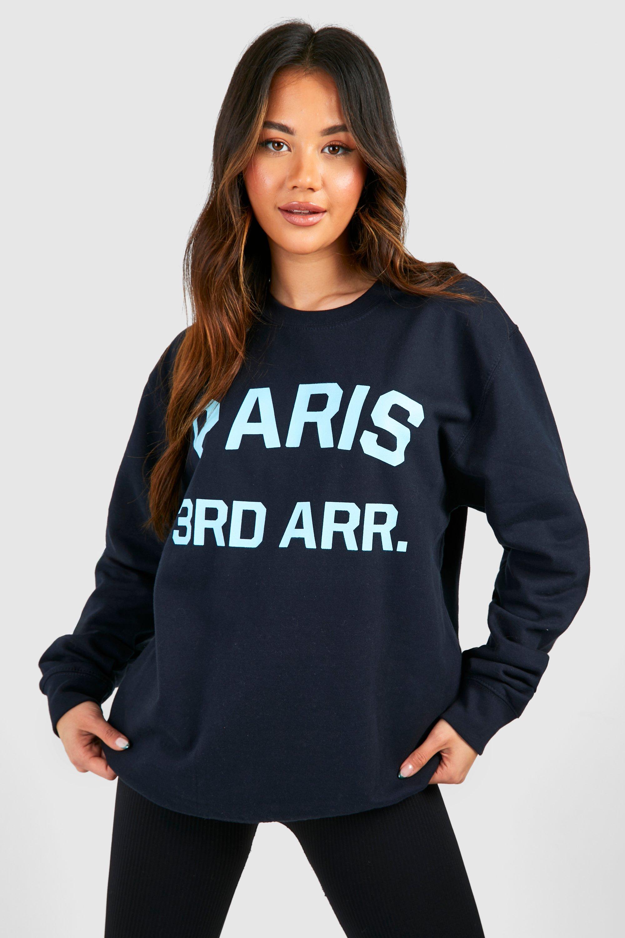 Image of Paris Slogan Oversized Sweatshirt, Navy
