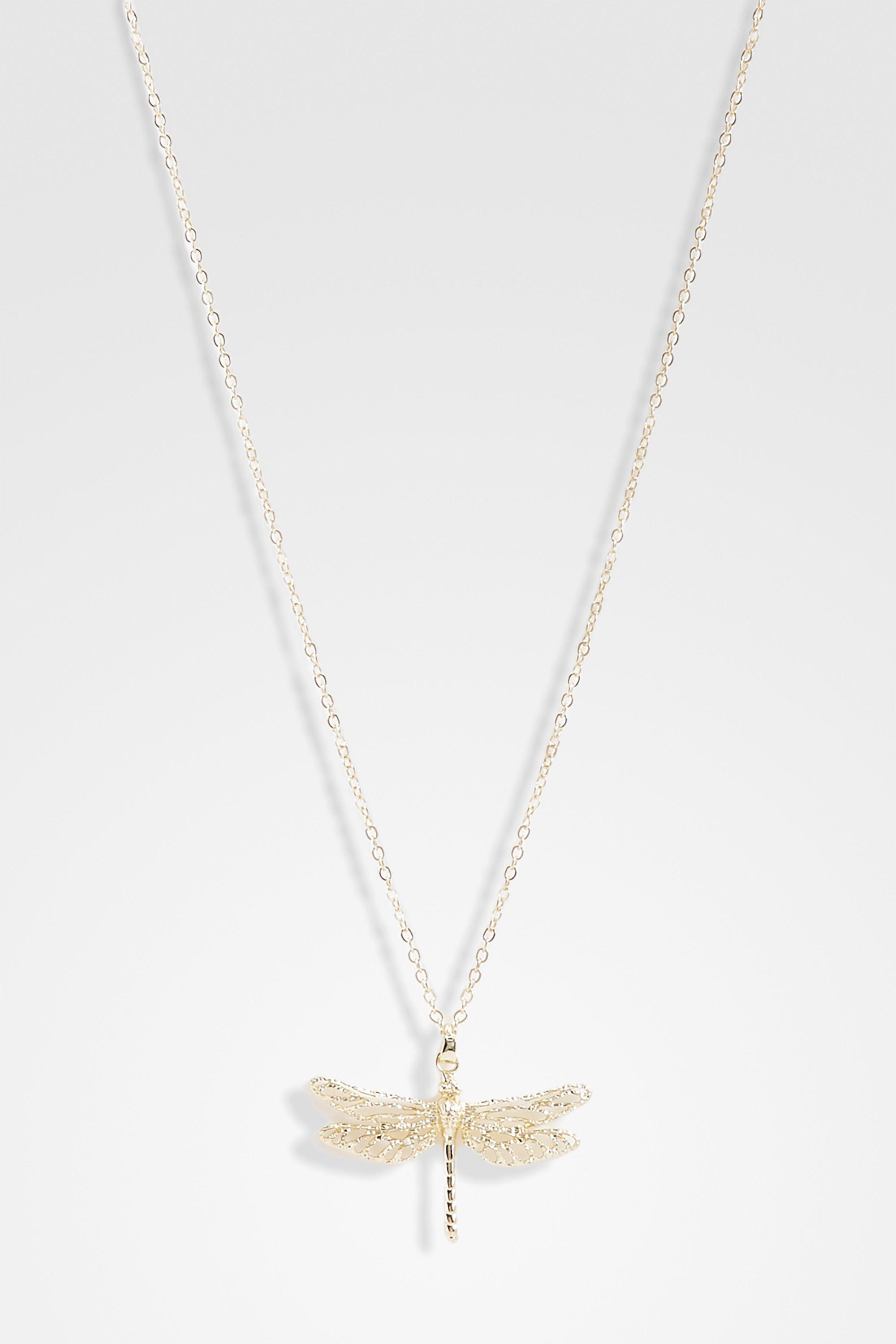 Image of Gold Dragonfly Necklace, Metallics