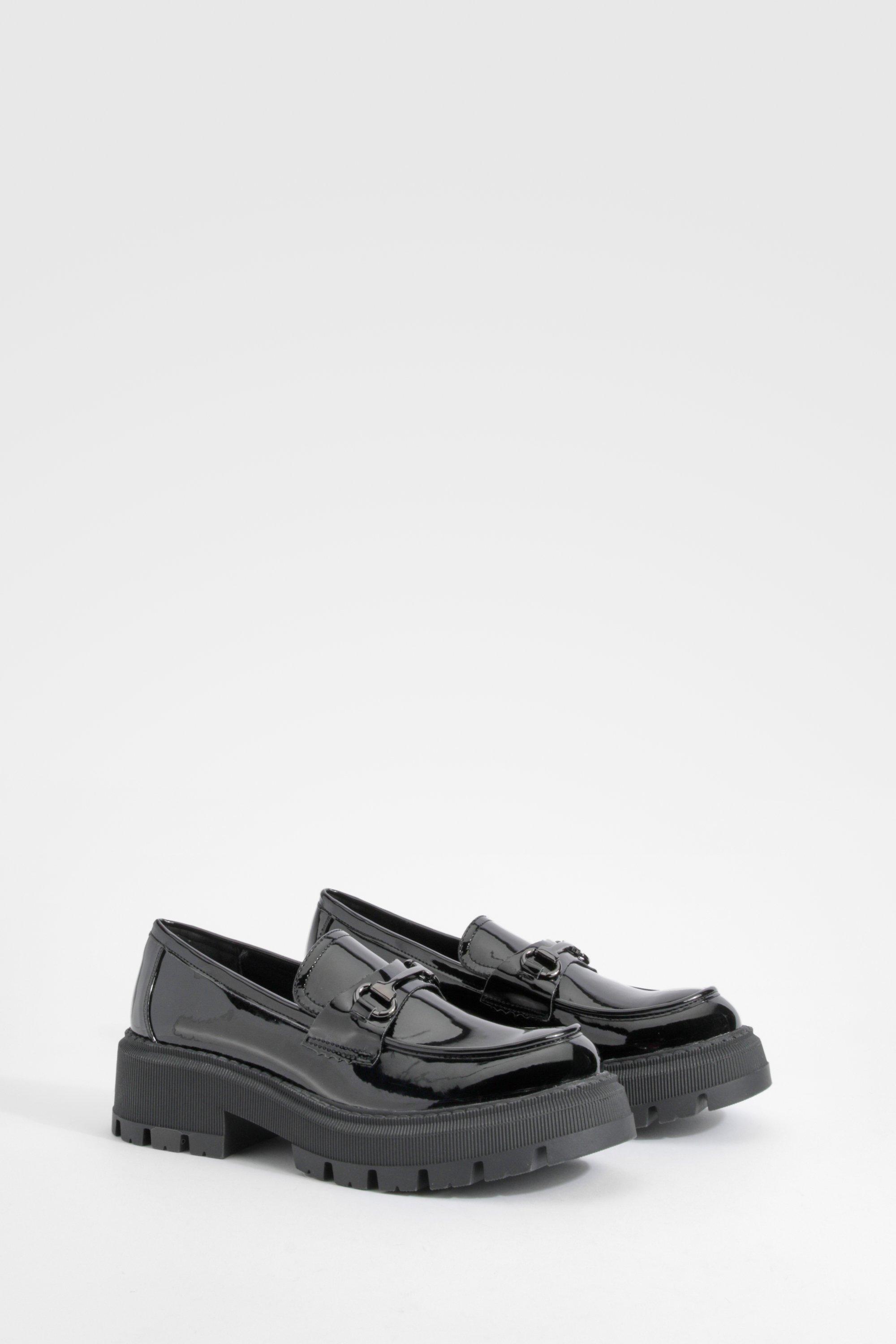 Image of Patent Chunky T Bar Loafers, Nero