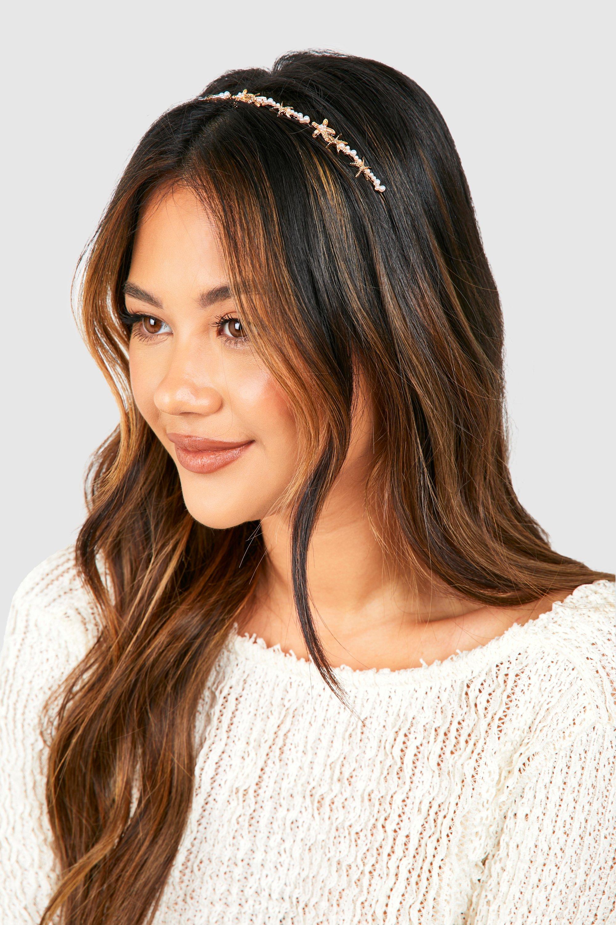 Womens Sea Shell Metal Headband Gold One Size Gold