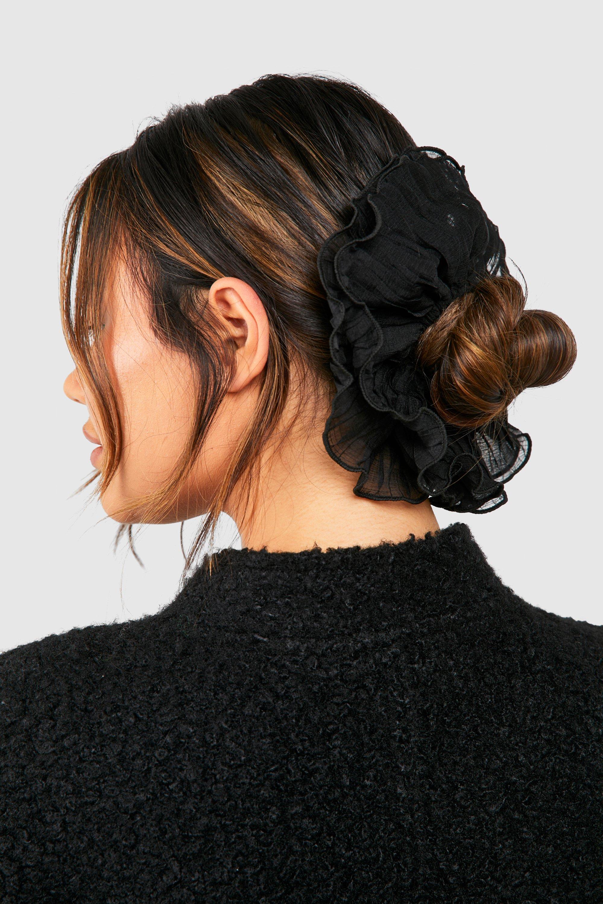 Womens Oversized Sheer Scrunchie Black One Size Black