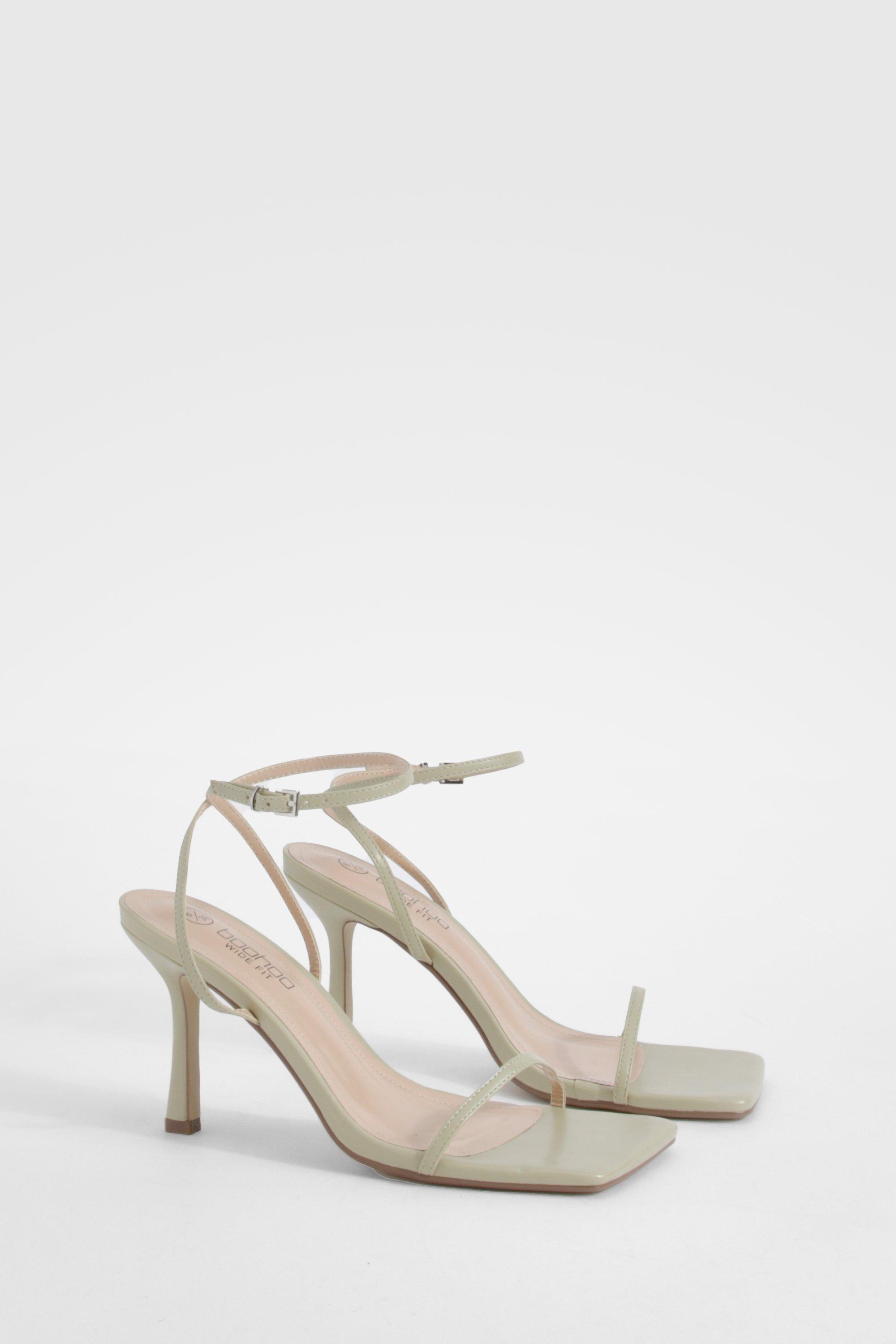 Image of Wide Fit Skinny Strap Square Toe Barely There, Verde