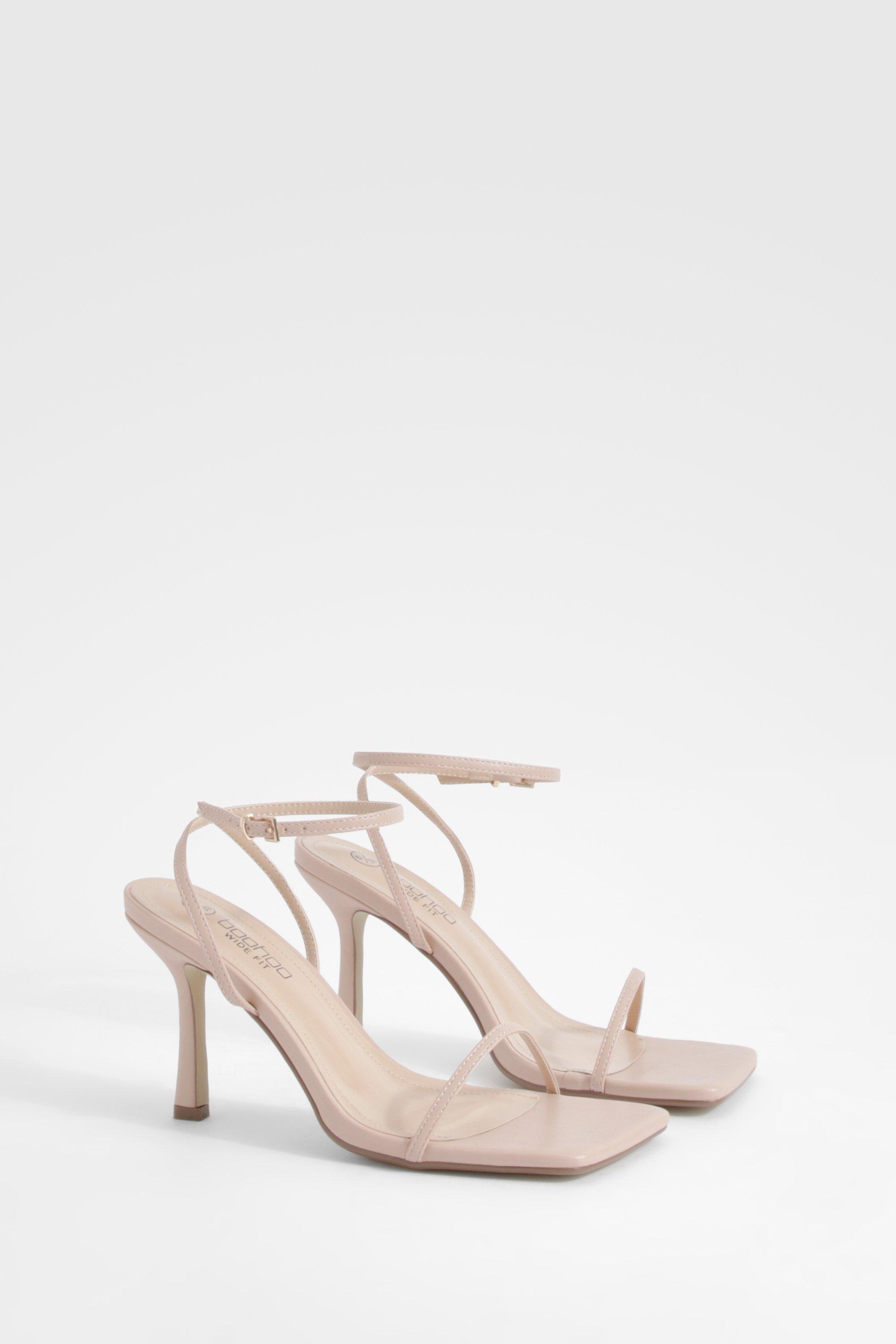 Image of Wide Fit Skinny Strap Square Toe Barely There, Beige