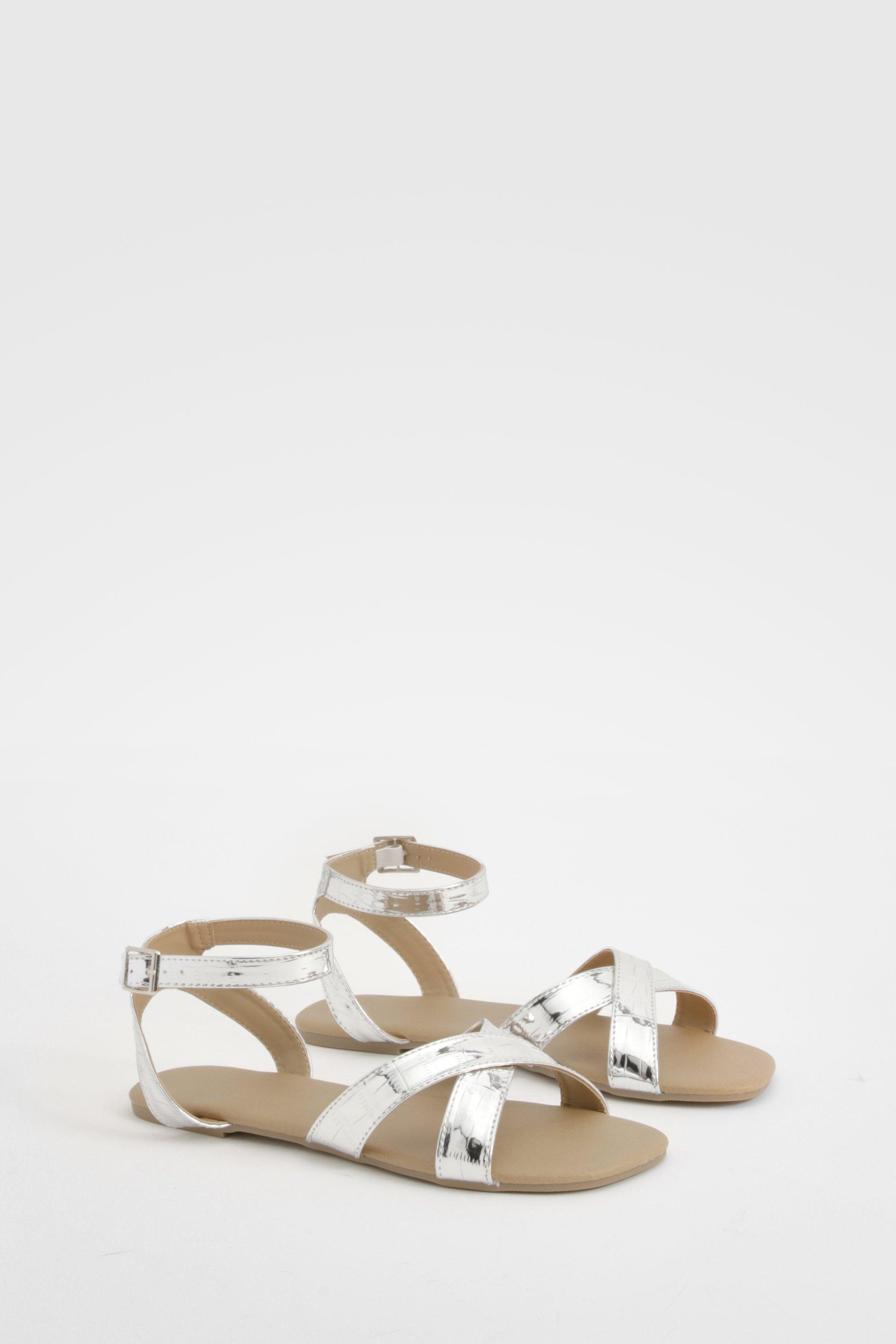 Image of Crossover Basic Flat Sandals, Grigio