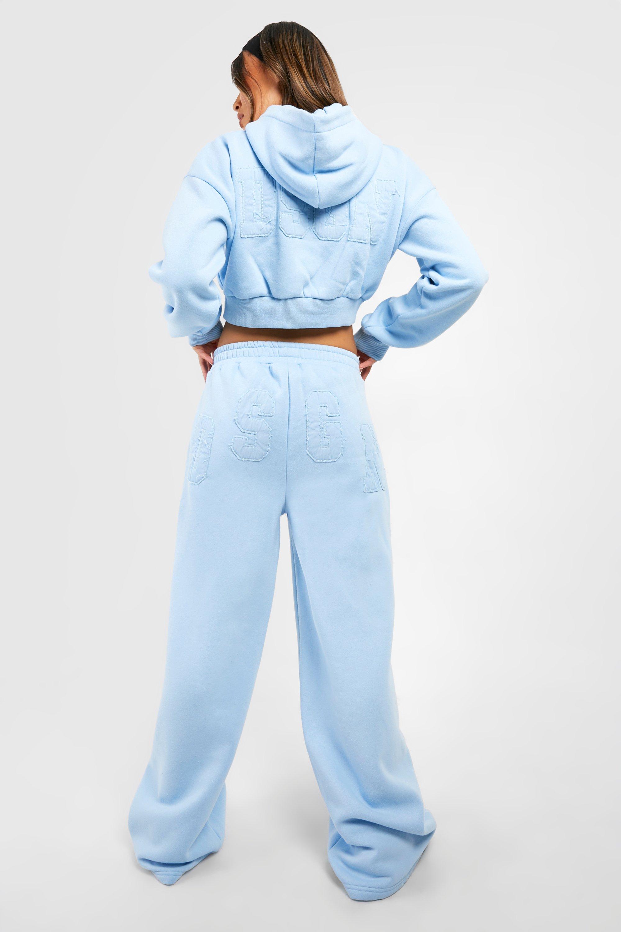 Image of Dsgn Studio Self Fabric Applique Hooded Tracksuit, Azzurro