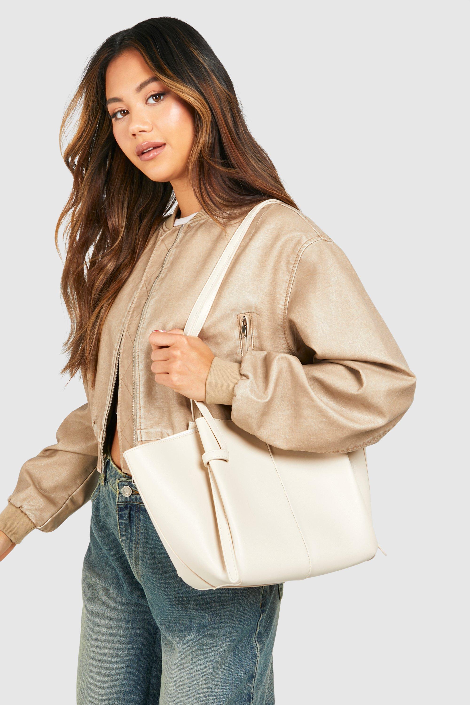 Image of Ruched Detail Tote Bag, Bianco