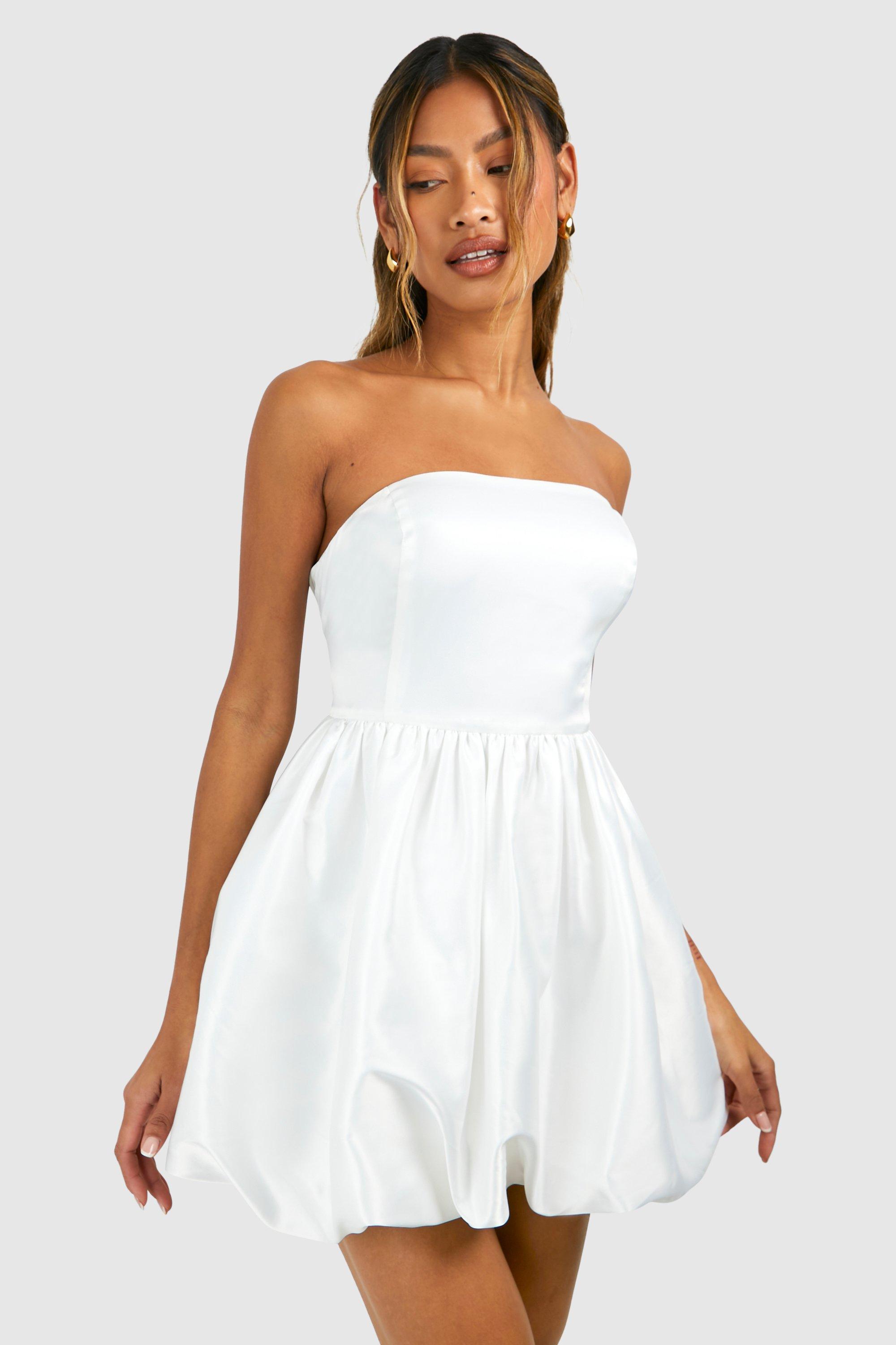 Image of Bandeau Volume Mini Dress, Bianco