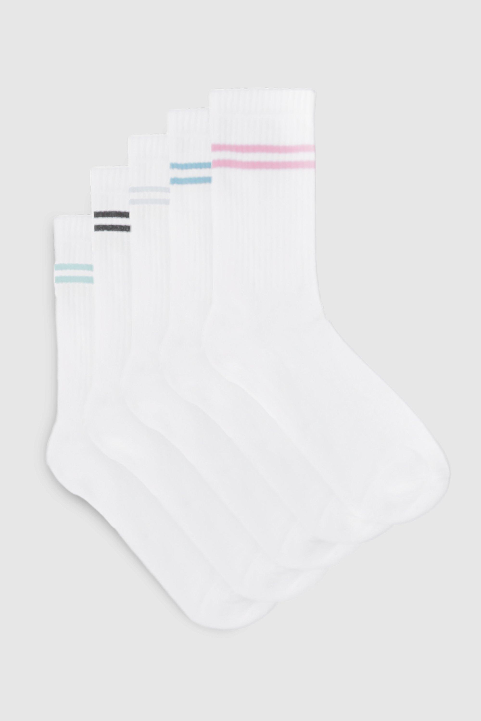 Image of 5 Pack Bright Striped Sports Socks, Multi