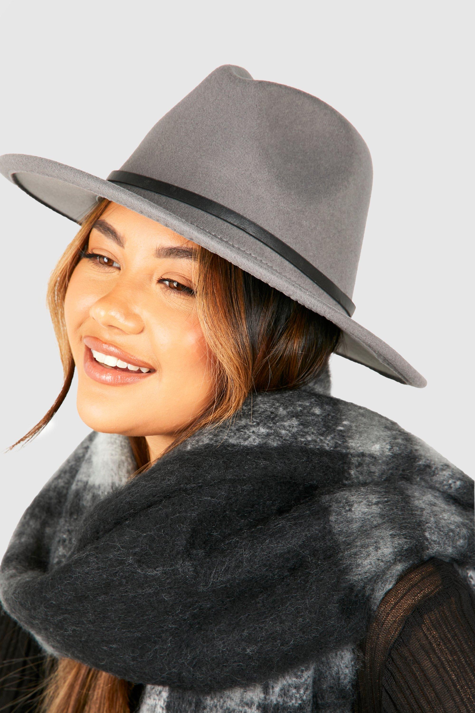 Click to view product details and reviews for Womens Contrast Trim Fedora Hat Grey One Size Grey.