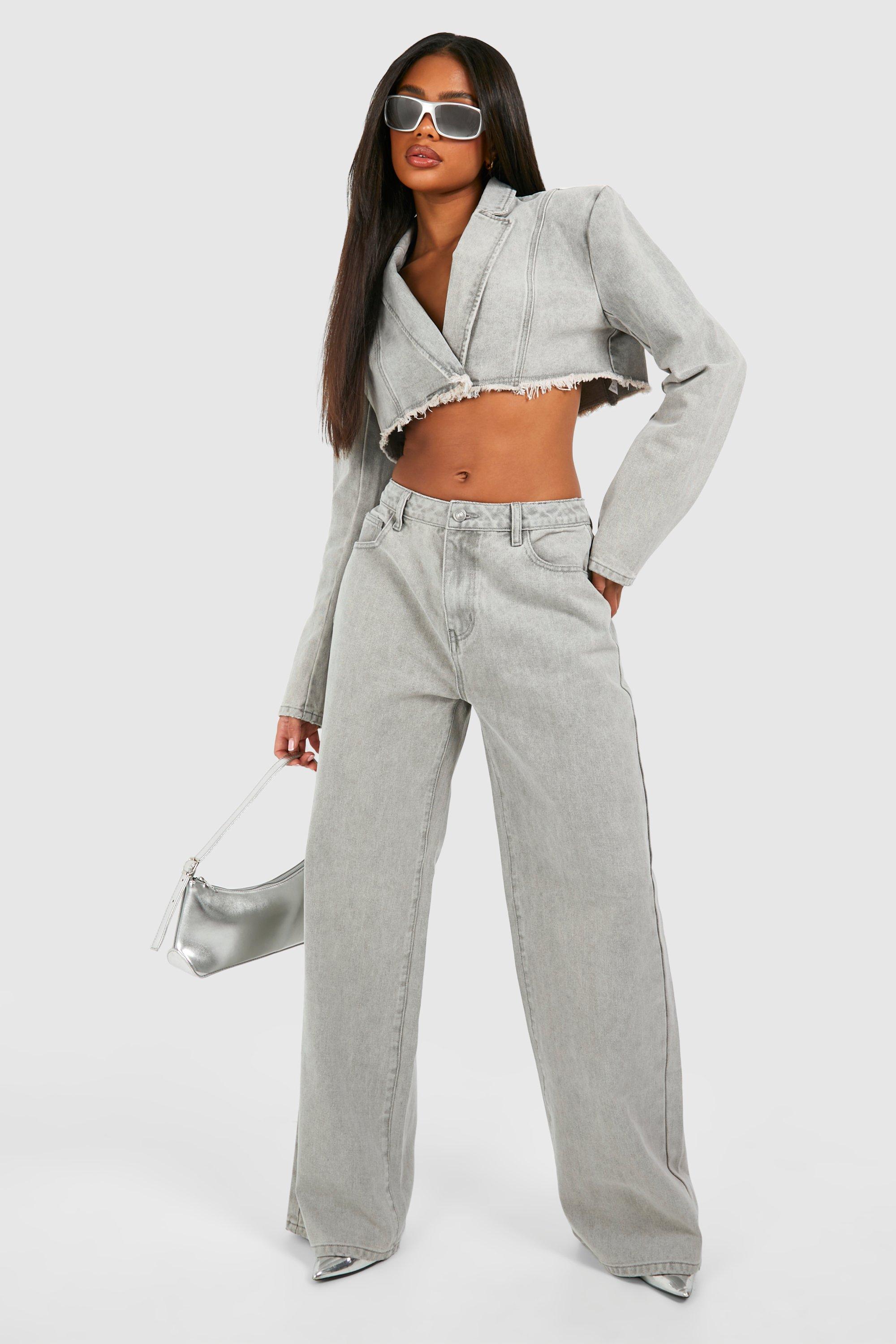 Boohoo Wide Leg Jeans, Grey