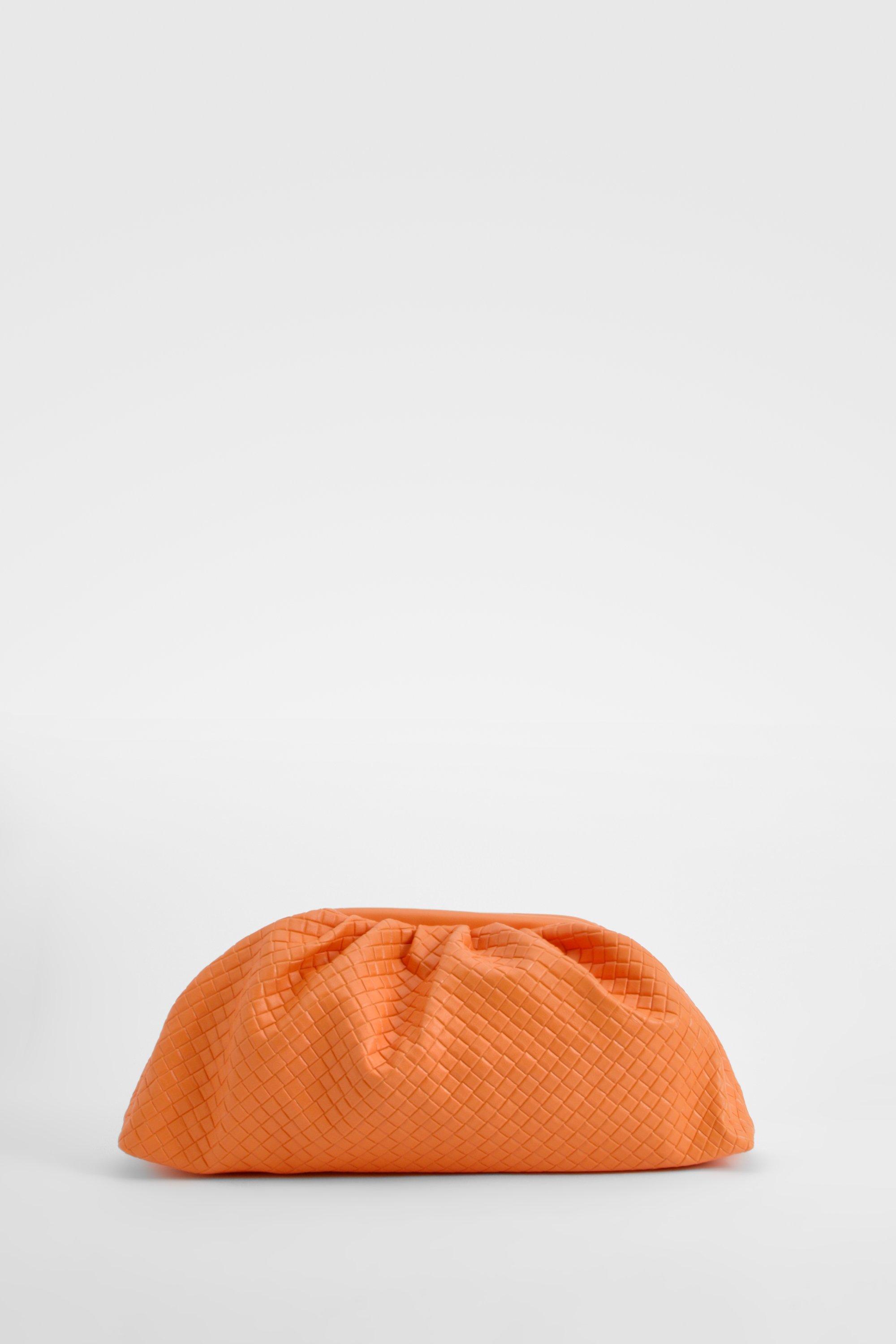 Womens Oversized Woven Clutch Bag - Orange - One Size, Orange