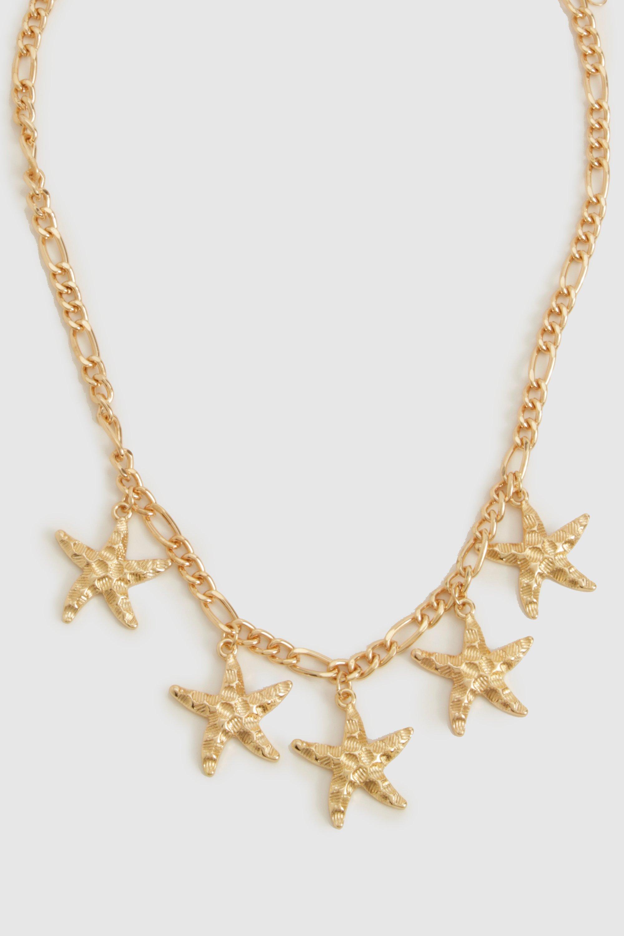 Womens Starfish Scattered Necklace - Gold - One Size, Gold