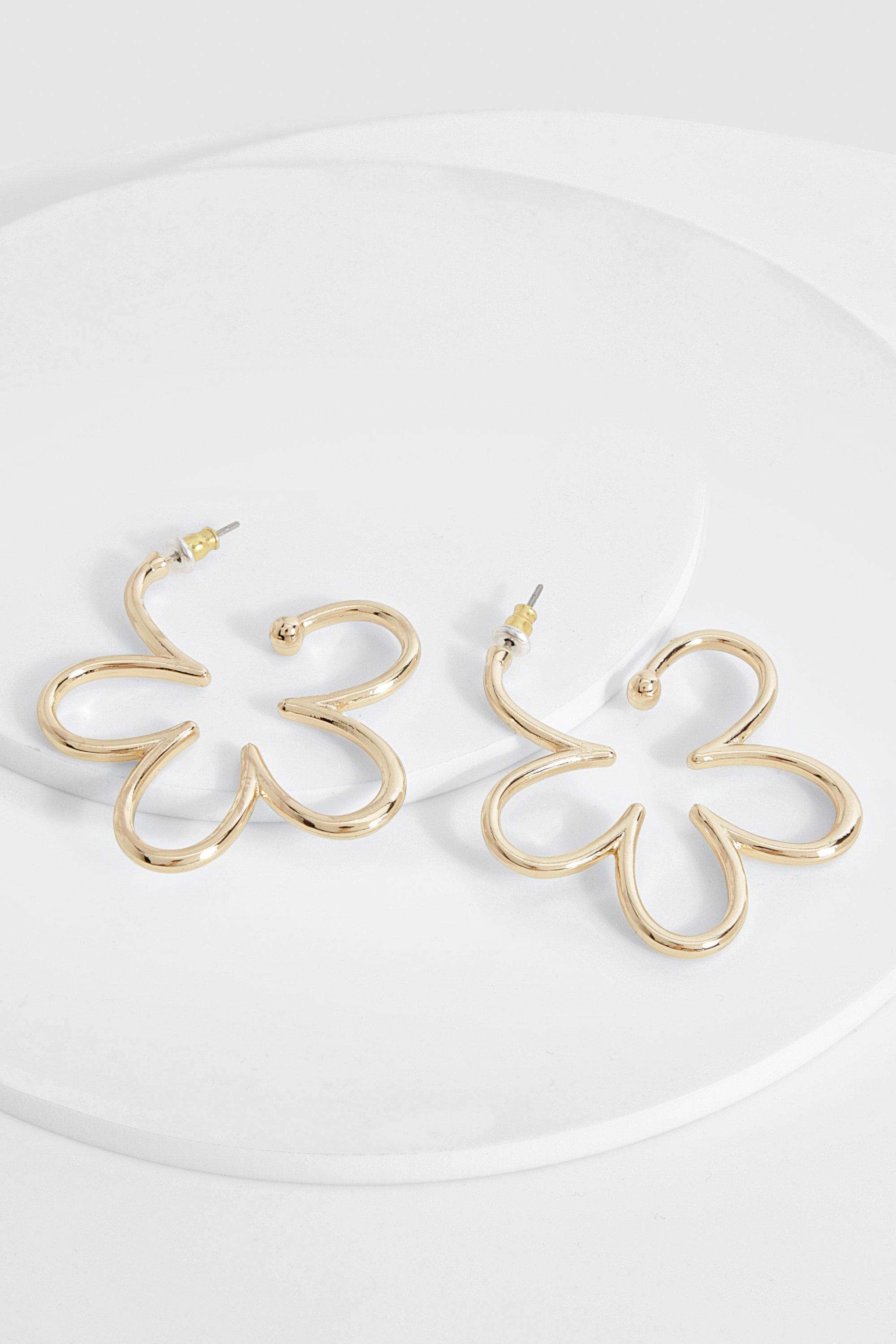 Image of Flower Hoop Earrings, Metallics