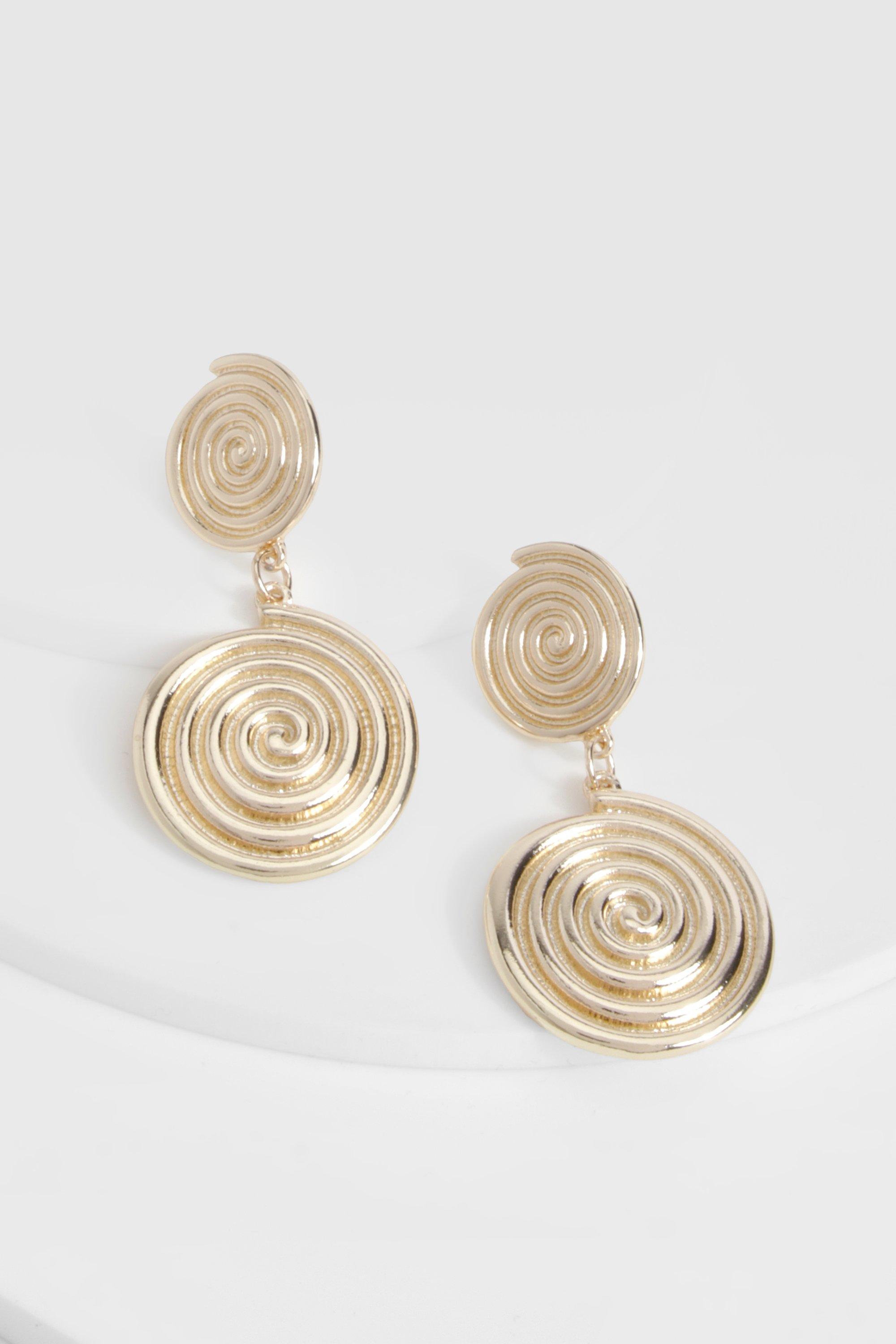 Image of Rustic Gold Spiral Drop Earrings, Metallics