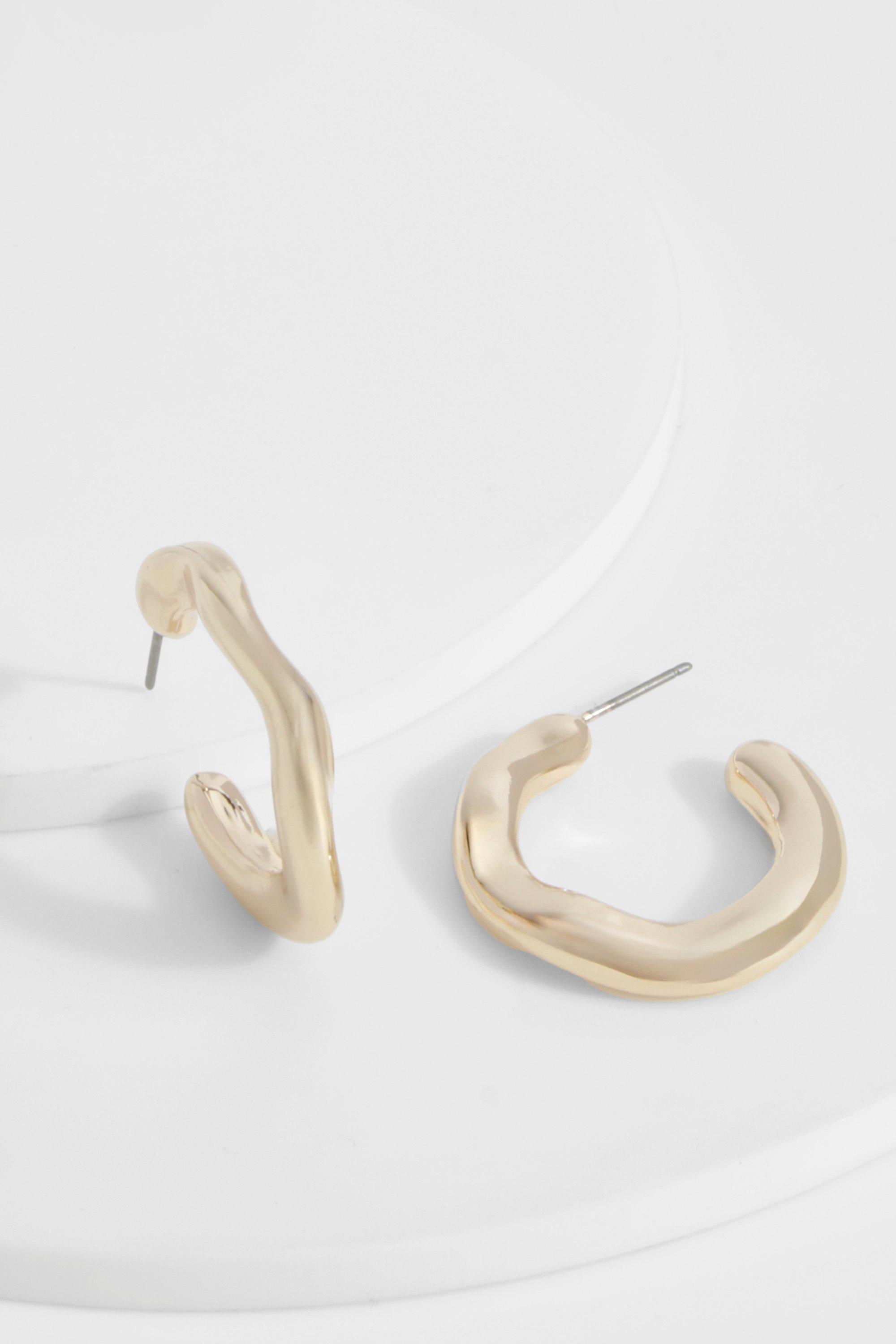 Image of Hammered Gold Hoop Earring, Metallics