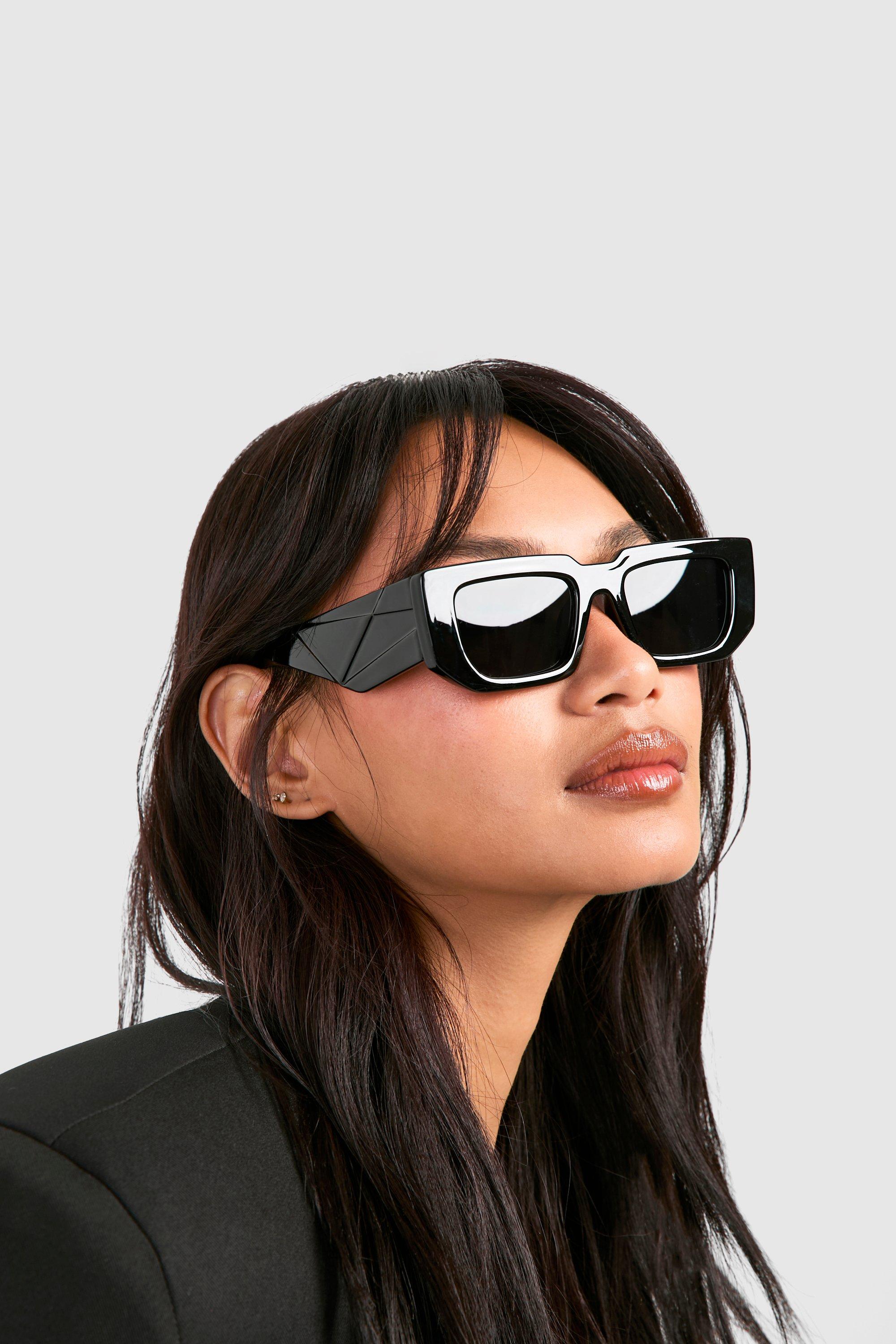 Womens Angled All Black Sunglasses - One Size, Black