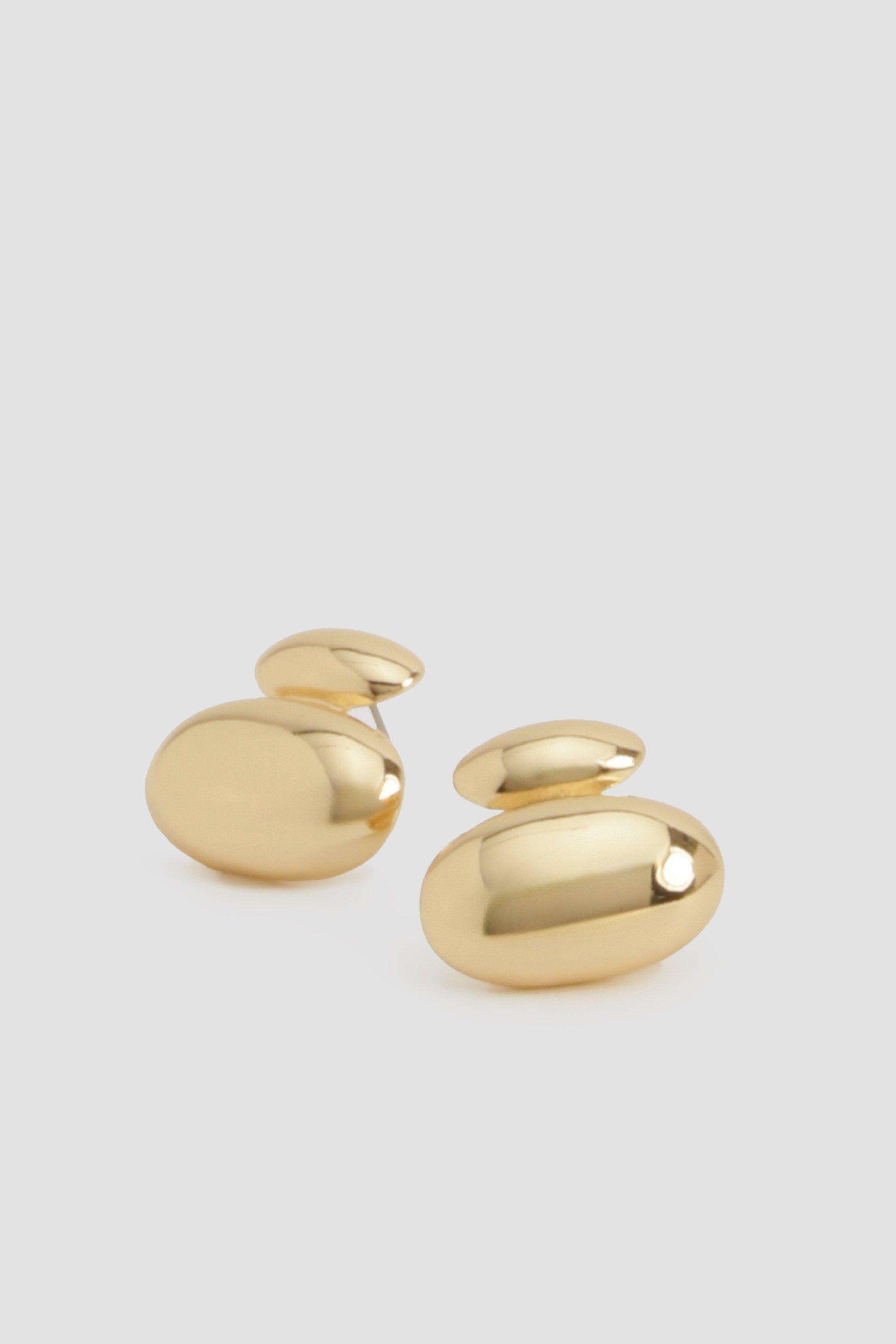 Womens Double Bubble Stud Earrings - Gold - One Size, Gold