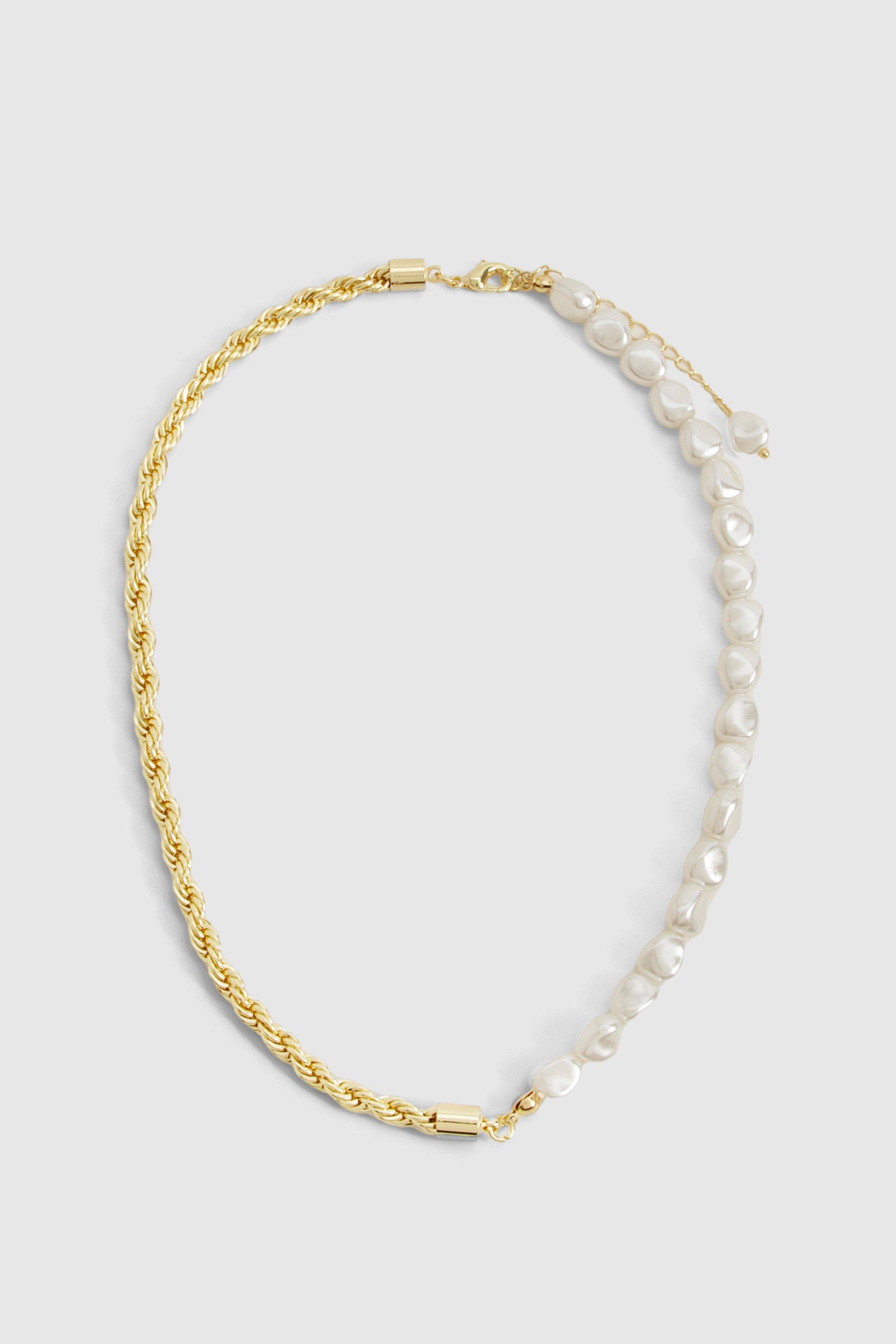 Image of Pearl Twist Chain Necklace, Metallics