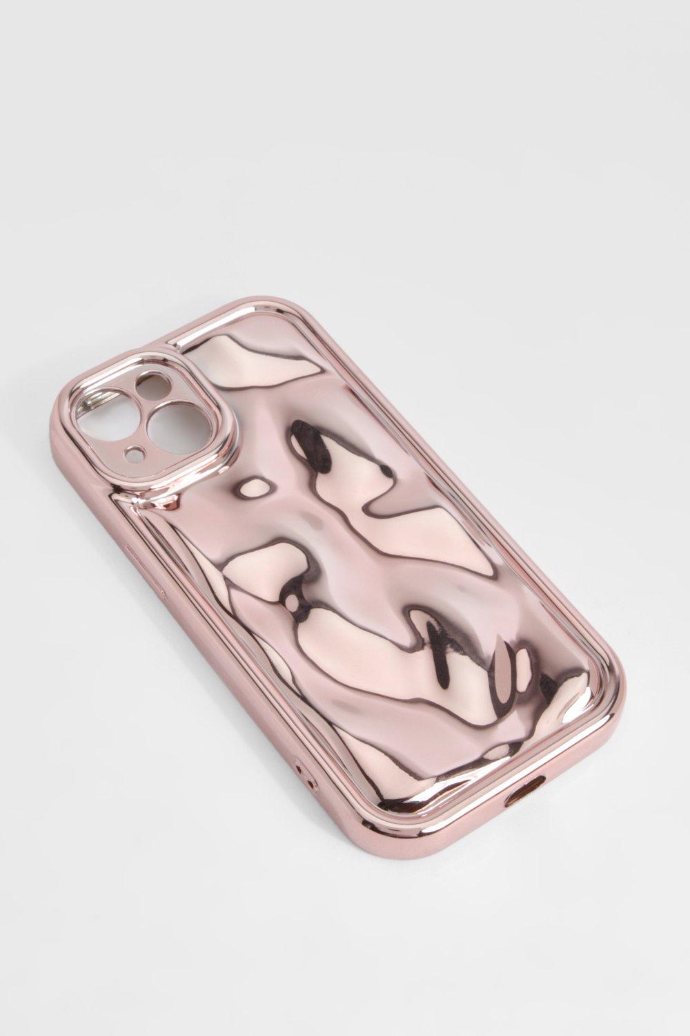 Womens Pink Metallic Wavy Phone Case - Iphone 13, Pink