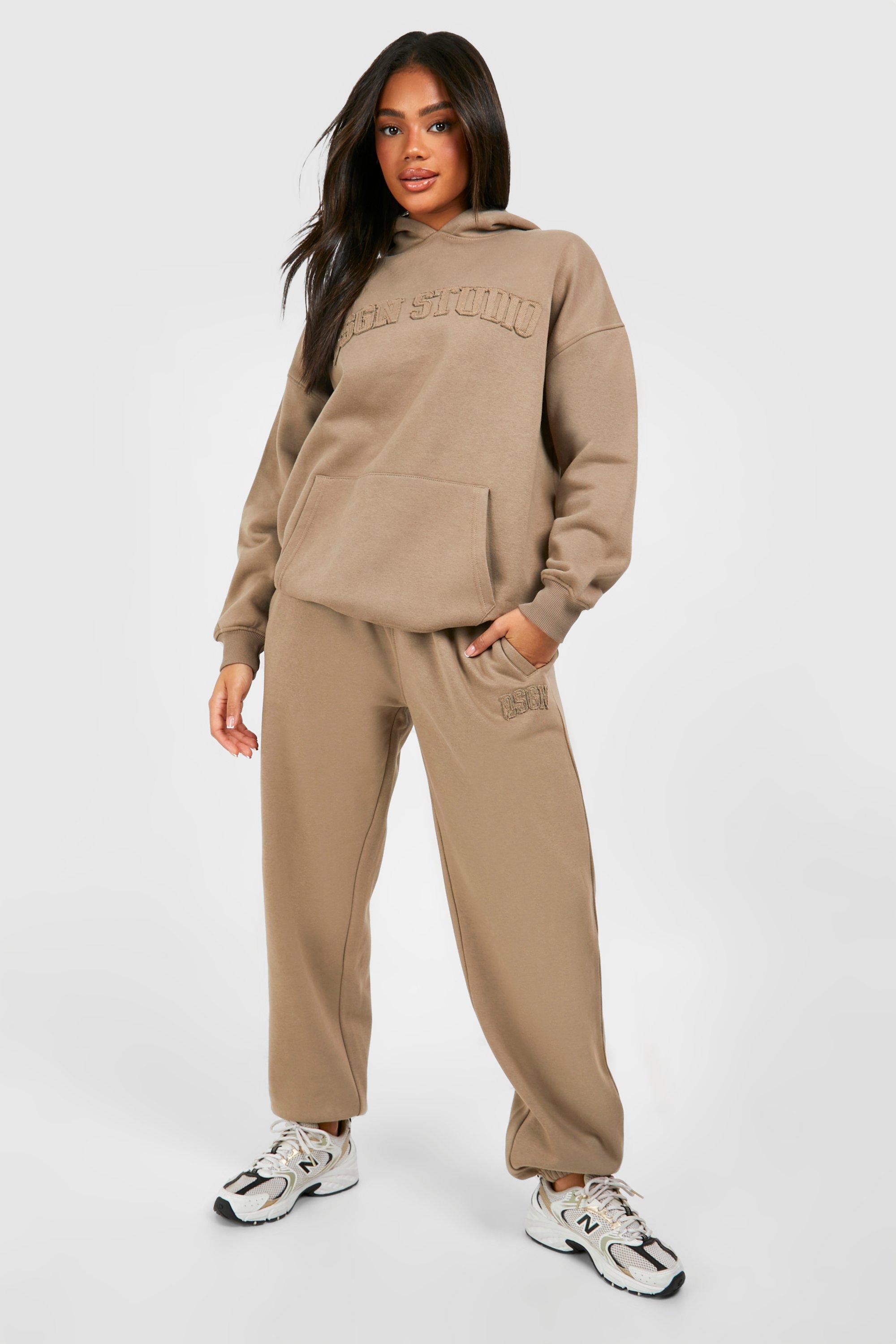 Womens Dsgn Studio Self Fabric Applique Oversized Jogger - Beige - S, Beige