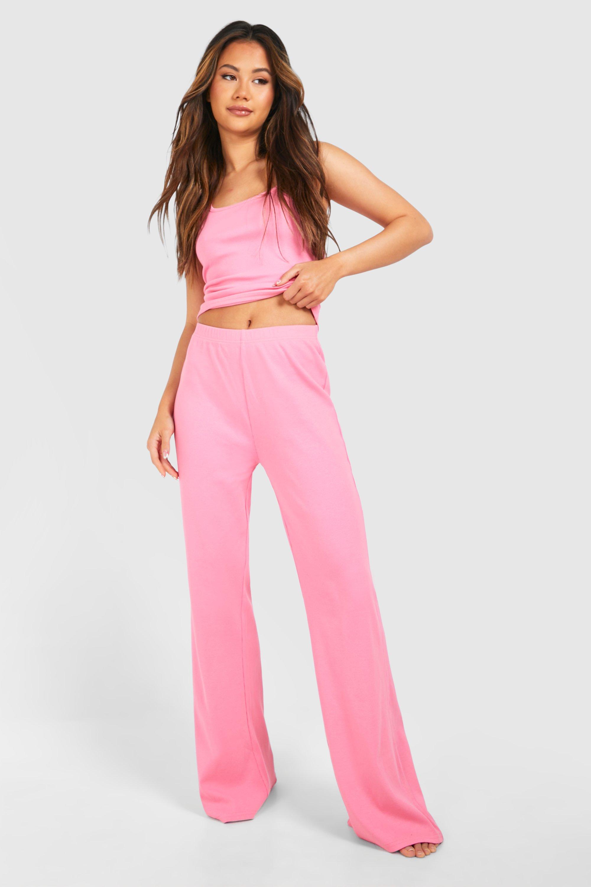 Image of Rib Flare Lounge Trouser, Pink