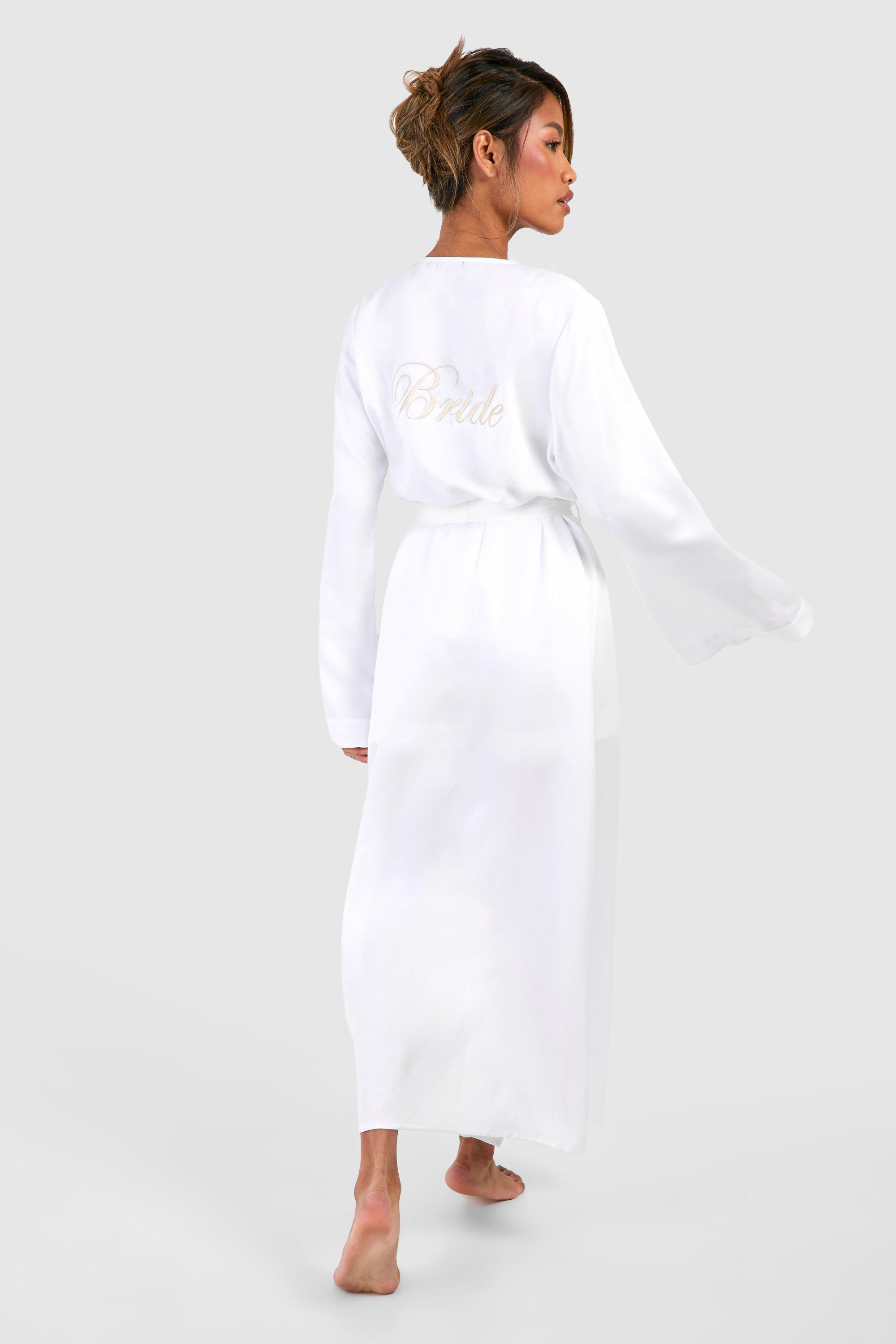Image of Bride Flare Sleeve Maxi Robe, Bianco