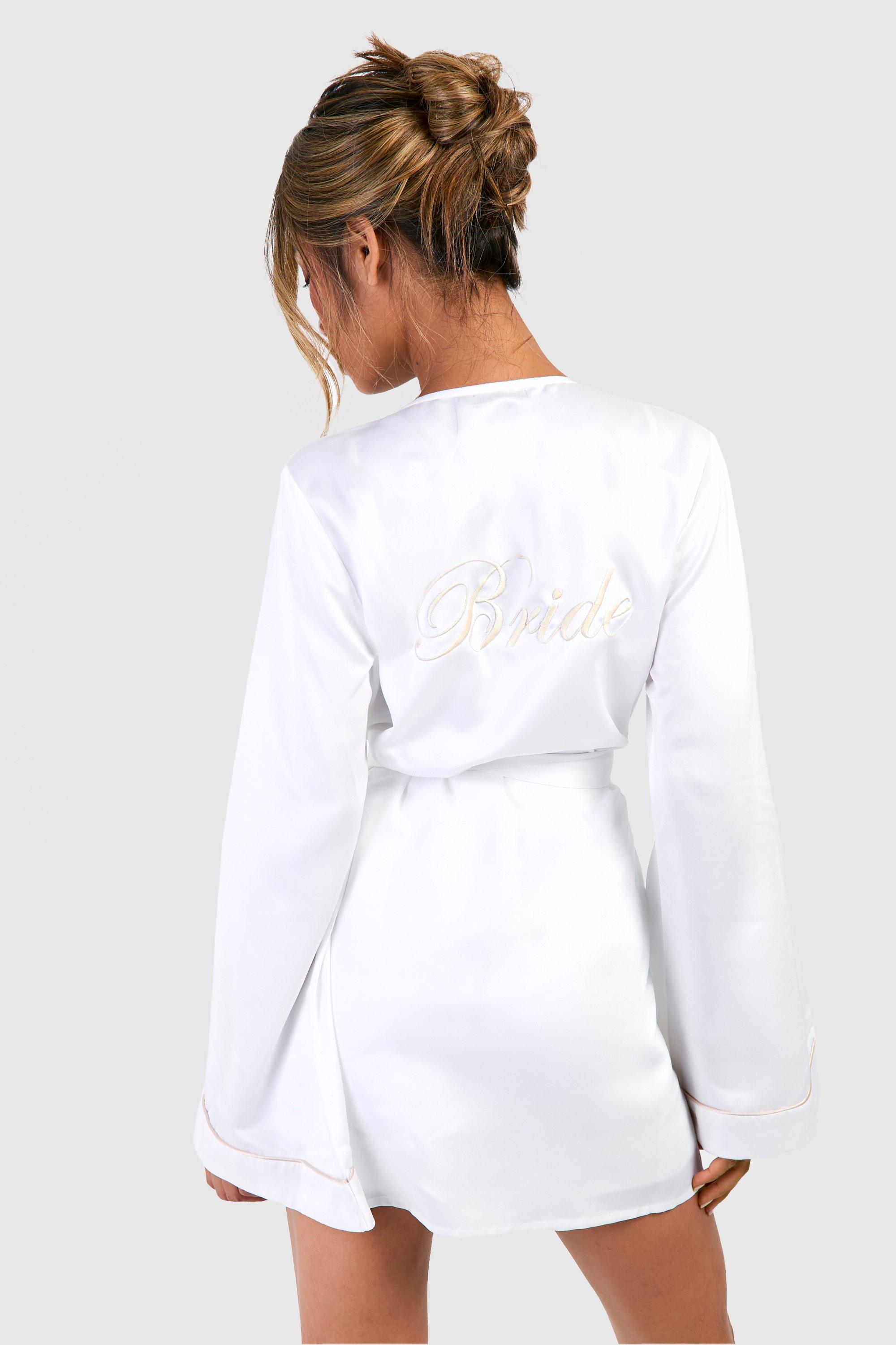 Image of Bride Flare Sleeve Short Robe, Bianco