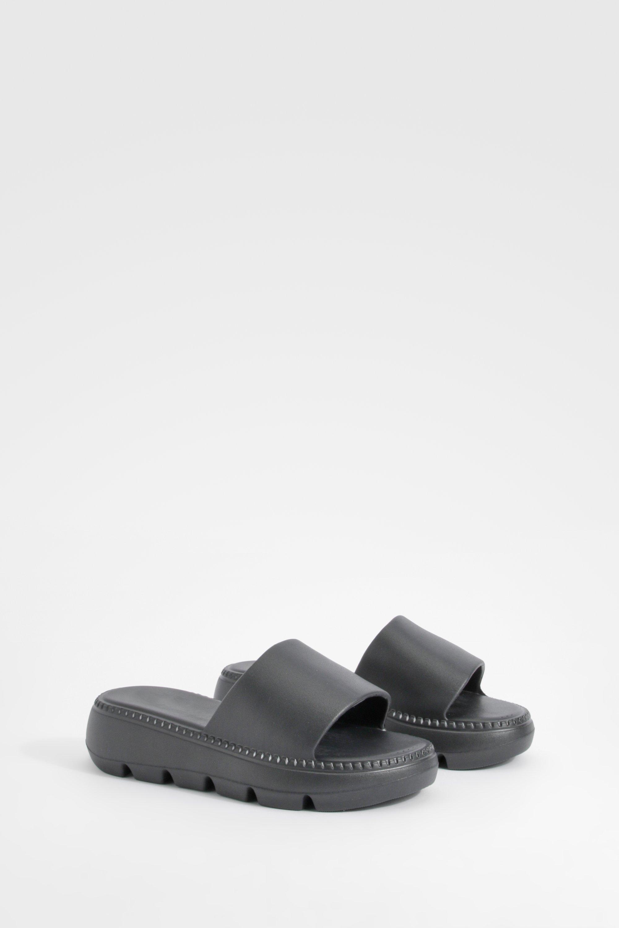 Image of Chunky Cleated Sole Sliders, Nero