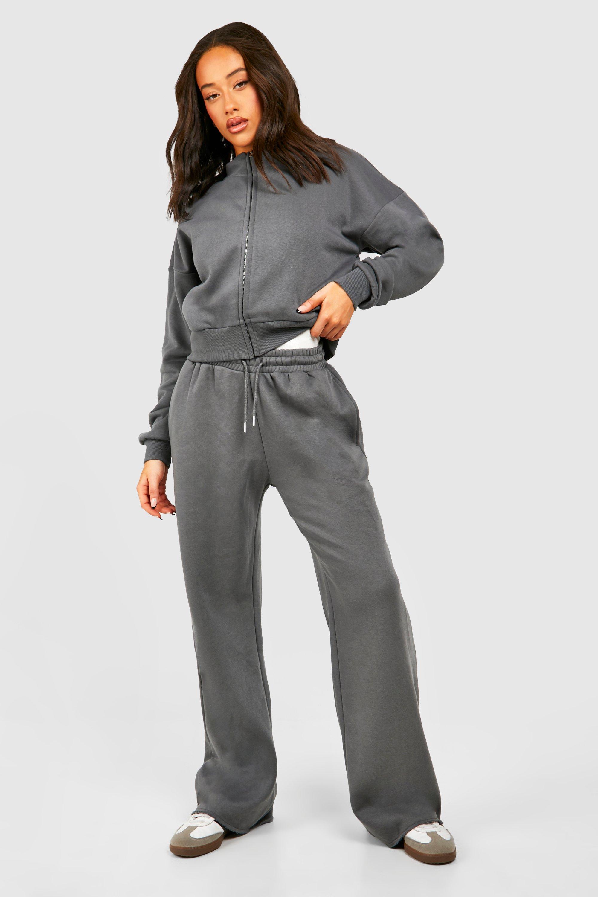 Womens Funnel Neck Zip Through Bomber Tracksuit - Grey - Xl, Grey