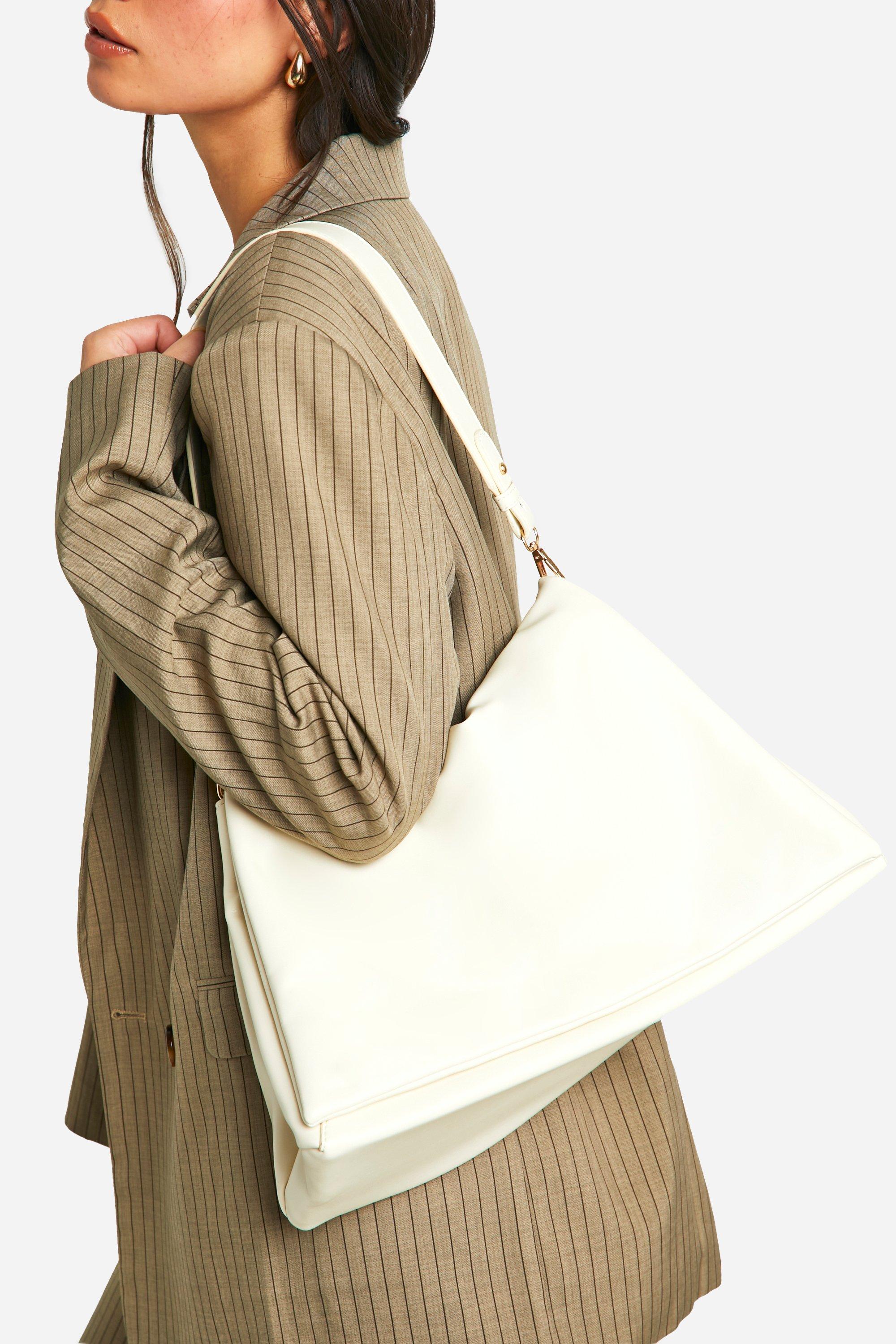 Womens Slouchy Oversized Shoulder Bag - White - One Size, White