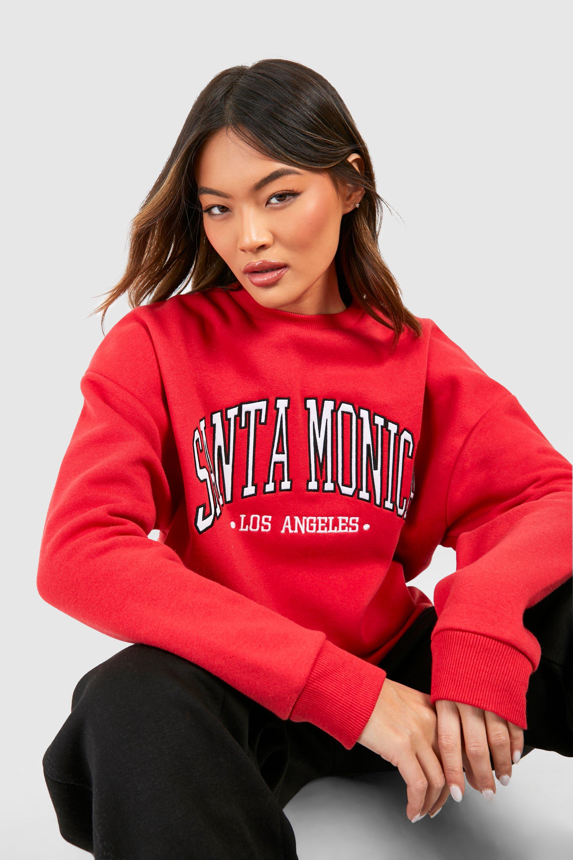 Image of Santa Monica Applique Oversized Sweatshirt, Rosso