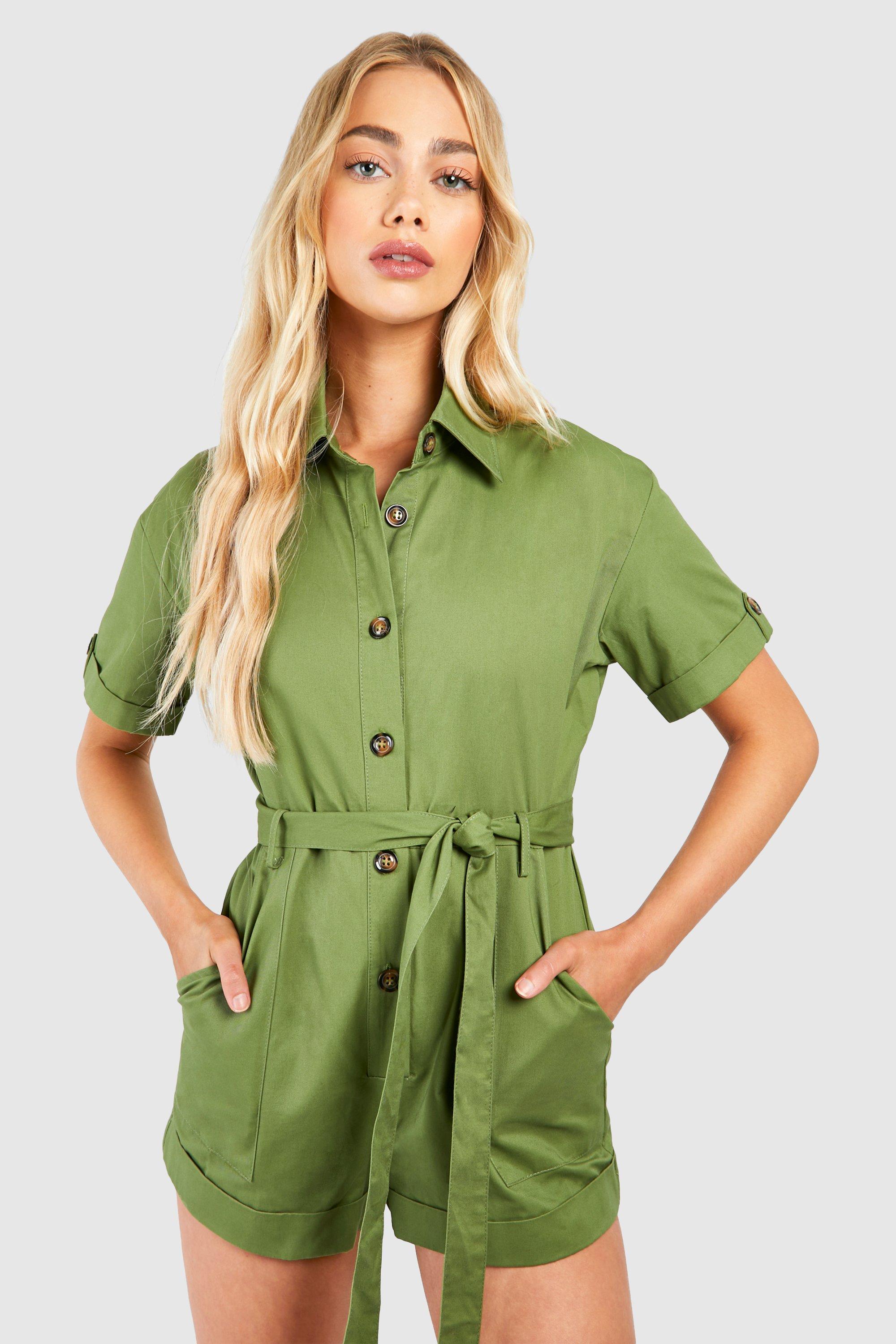 Image of Utility Cargo Playsuit, Verde