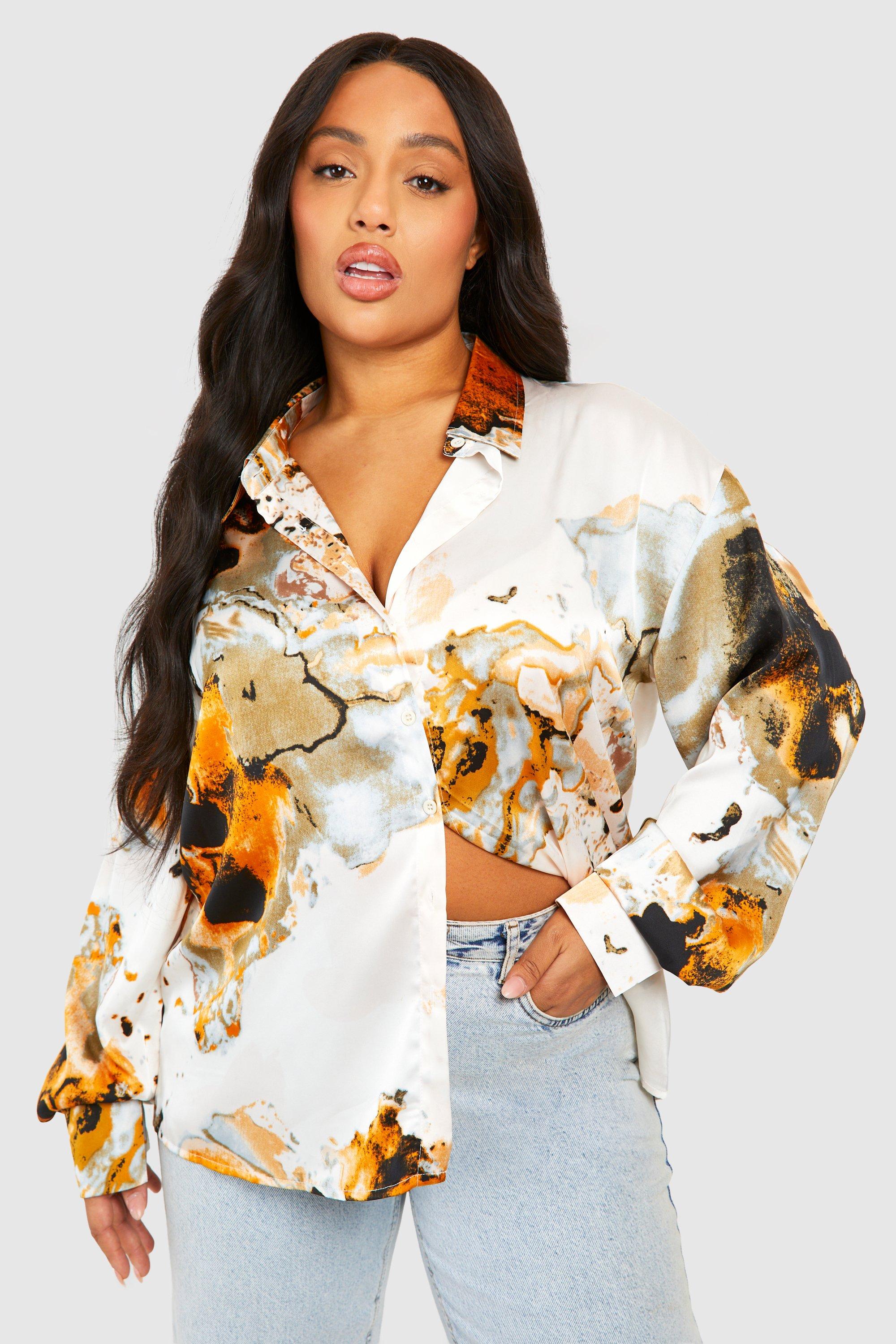 Image of Plus Abstract Oversized Shirt, Verde